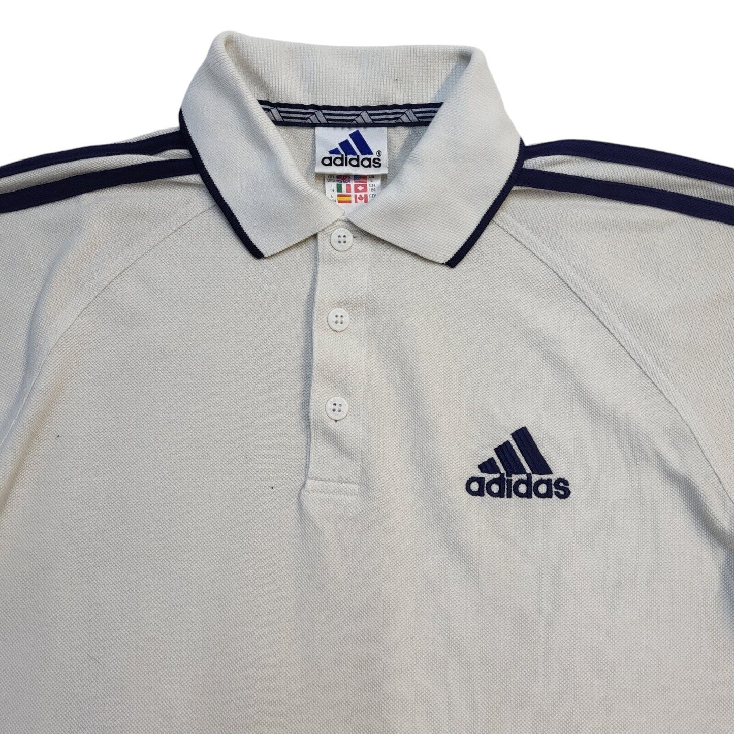 Adidas 90s Vintage White Sports Short Sleeve Polo Shirt Men's M