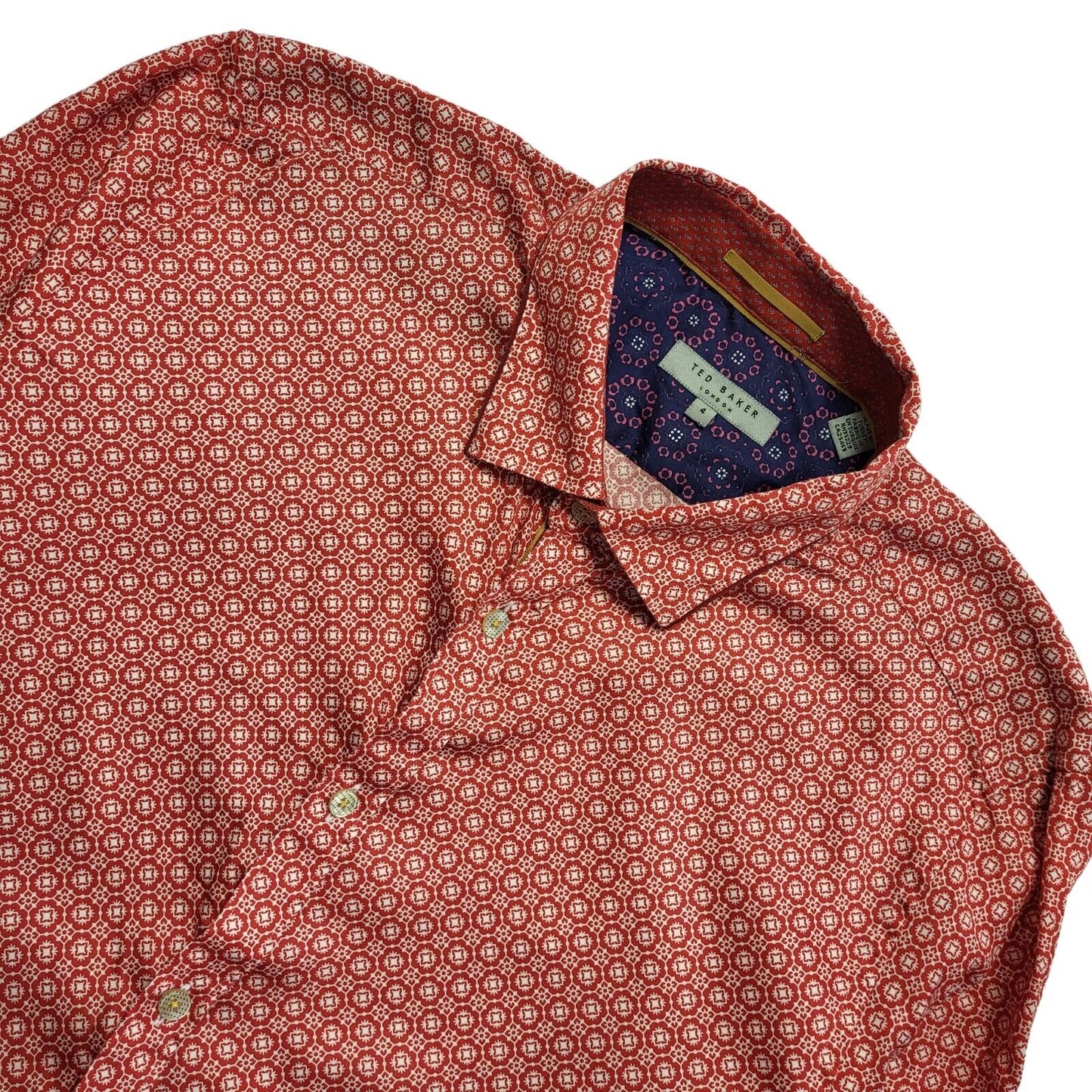 Ted Baker Y2K Red Geometric Long Sleeve Shirt Y2k Men's Size Medium