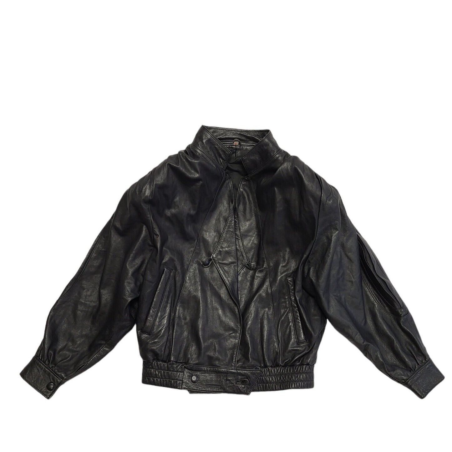 G&A Vintage 80s Black Leather Jacket Uk Women's Size Medium