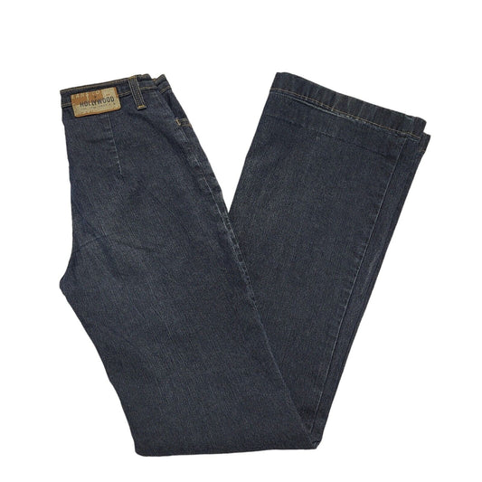 Hollywood Y2k Vintage Dark Blue Bootcut Denim Jeans Uk Women's XS W25 L32