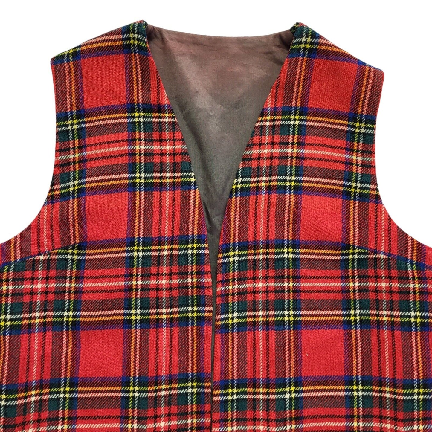 Laird Portch Red Tartan Open Front Waistcoat Uk Women's Size 10