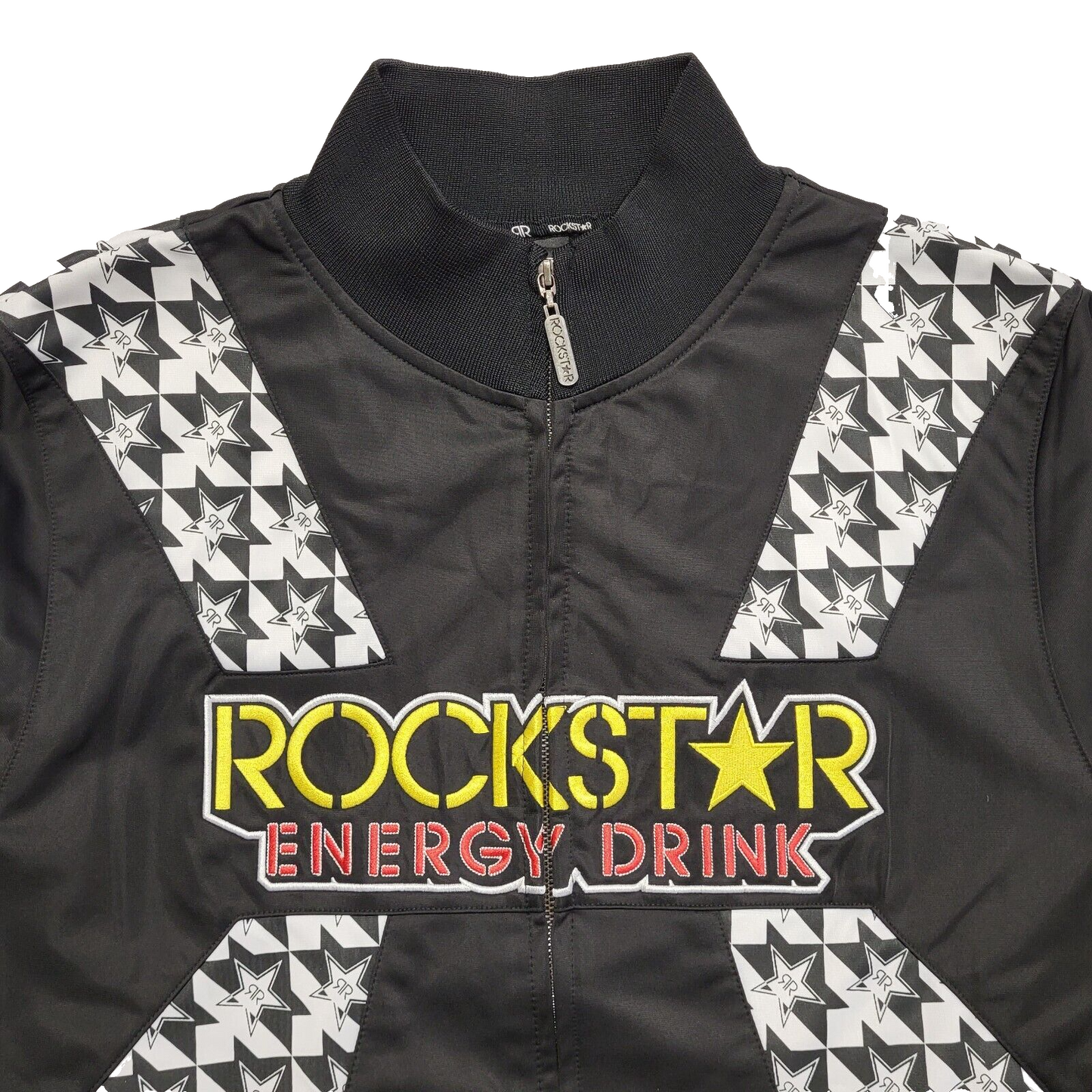 Rockstar Vintage 90's Energy Drink Black & White Full Zip Jacket Men's UK Size L