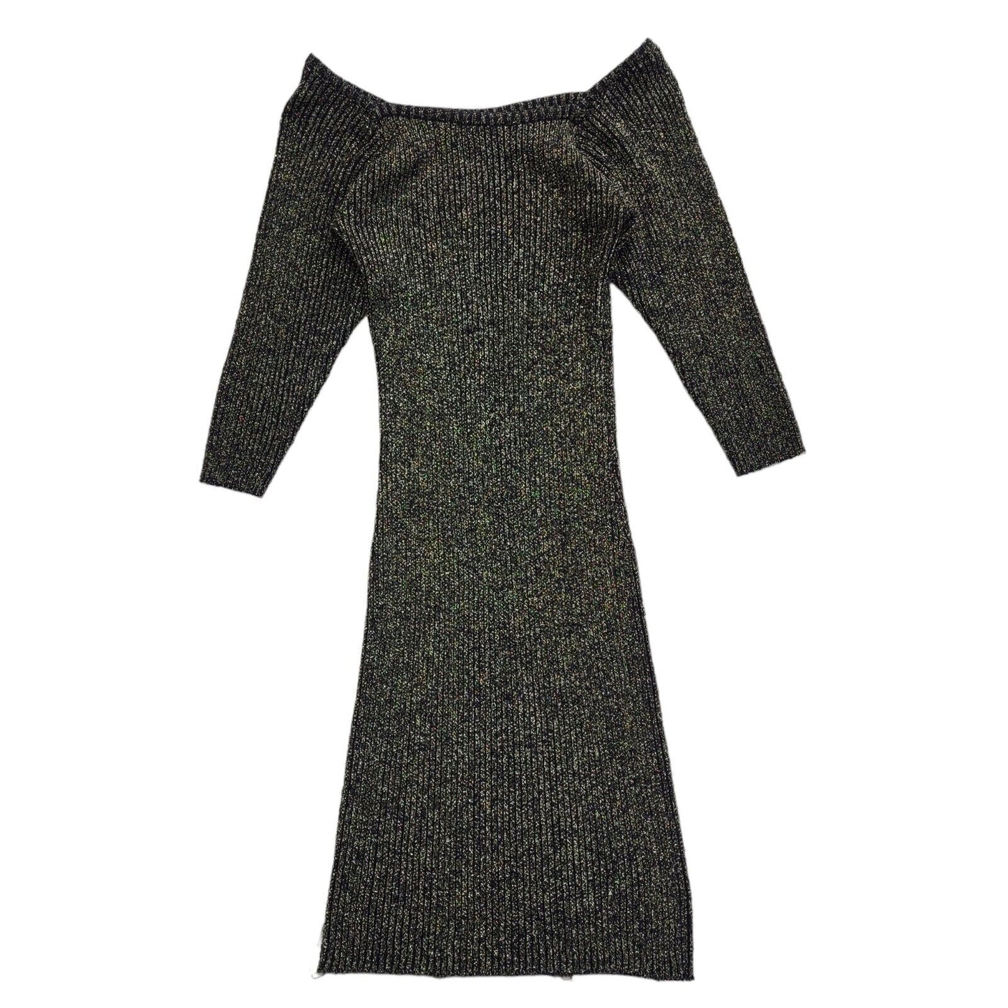 City Swingers Vintage 70's Black & Gold Off Shouler Dress Uk Women's Size 14