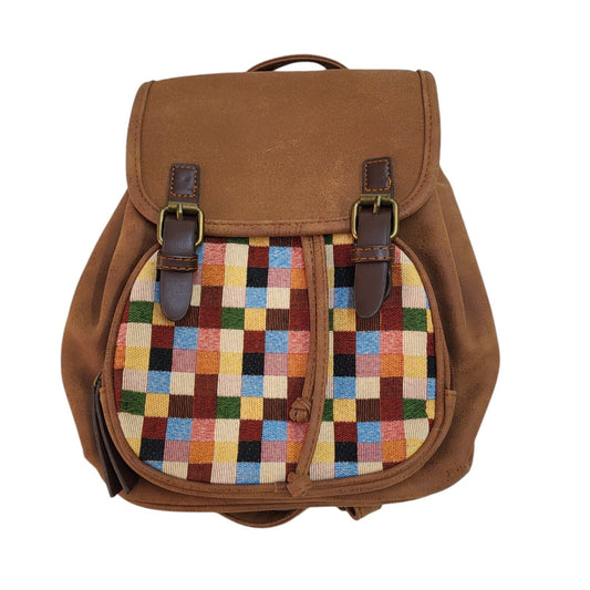 Meli Melo Brown Leather Buckle Backpack Bag Uk Women's Size 12" x 10.5"