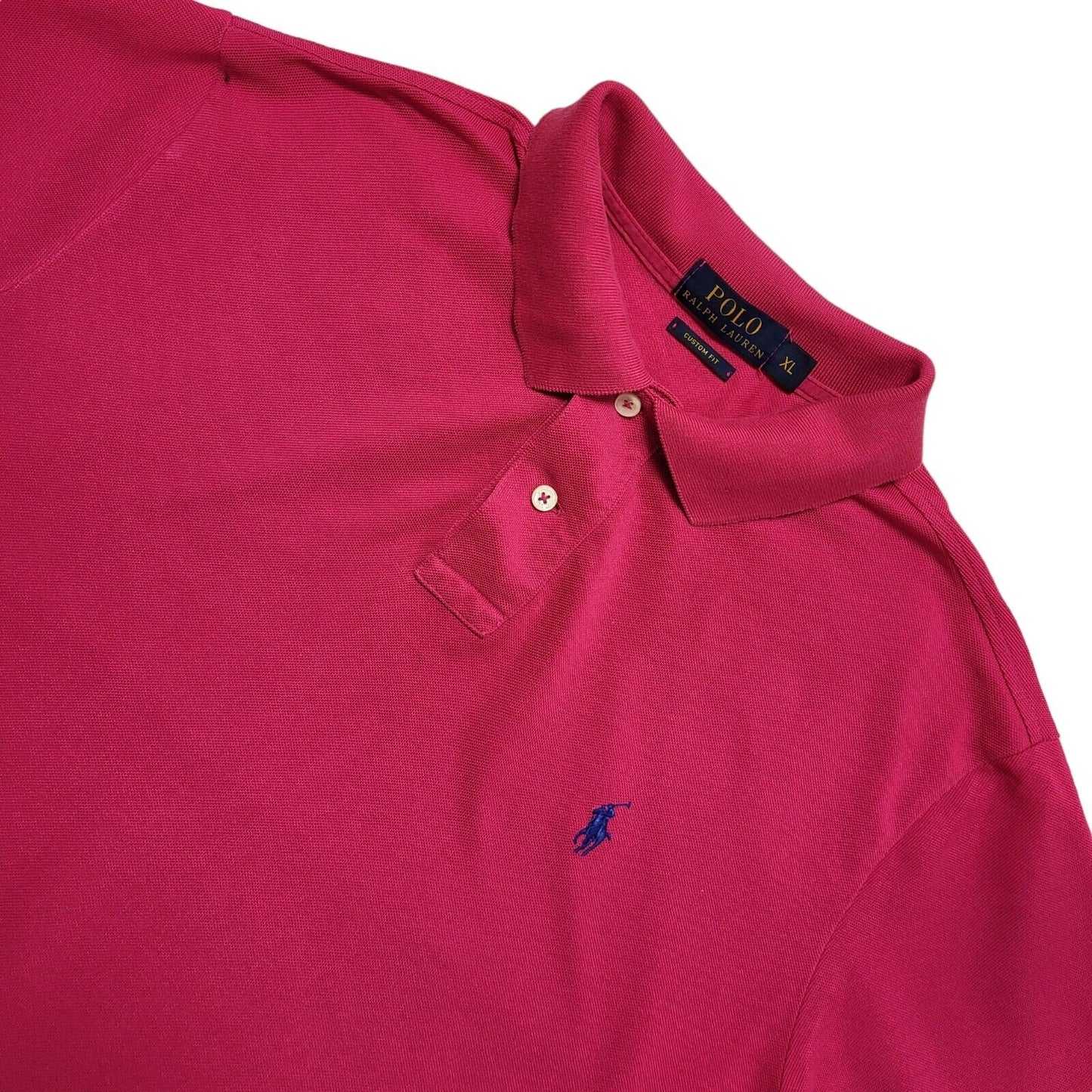 Polo Ralph Lauren Y2K Pink Short Sleeve Custom Fit Polo Shirt Men's Size XL