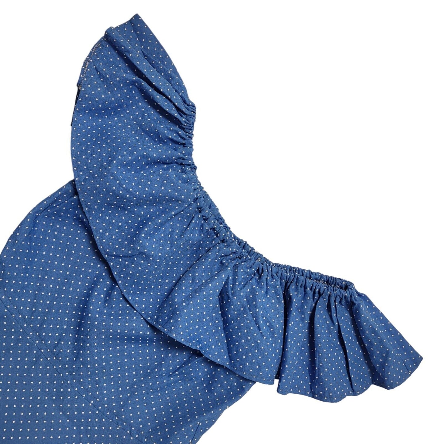 70s Vintage Jonathan Summers Blue Polka Dot Blue A-Line Dress Women's Size 6-8