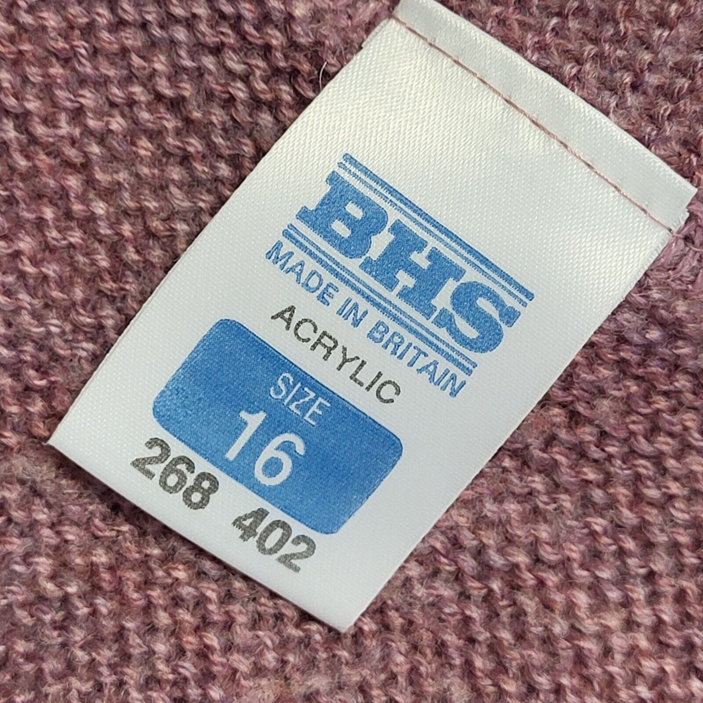 BHS Pink 80s Vintage Sleeveless Button Cardigan Uk Women's Size 16