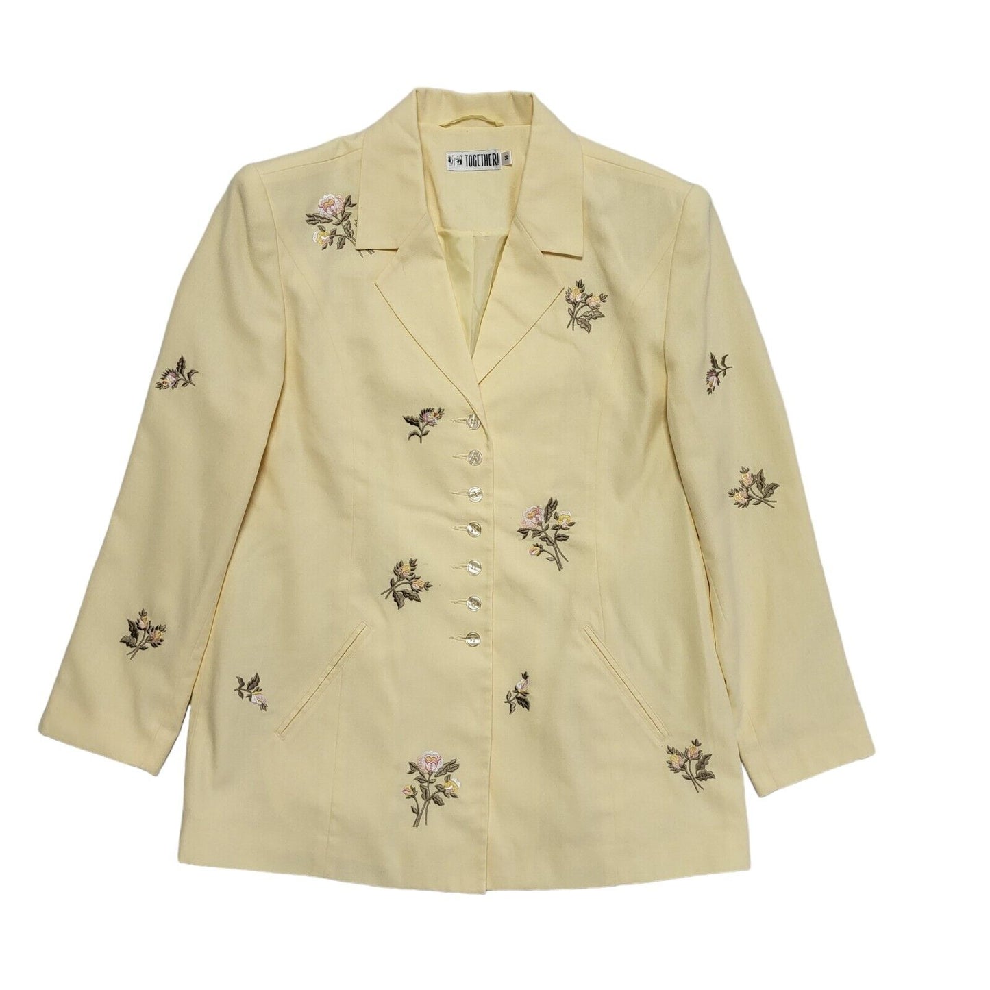 Together 70s Vintage Yellow 2 Piece Dress Suit Uk Women's Size 18 W36