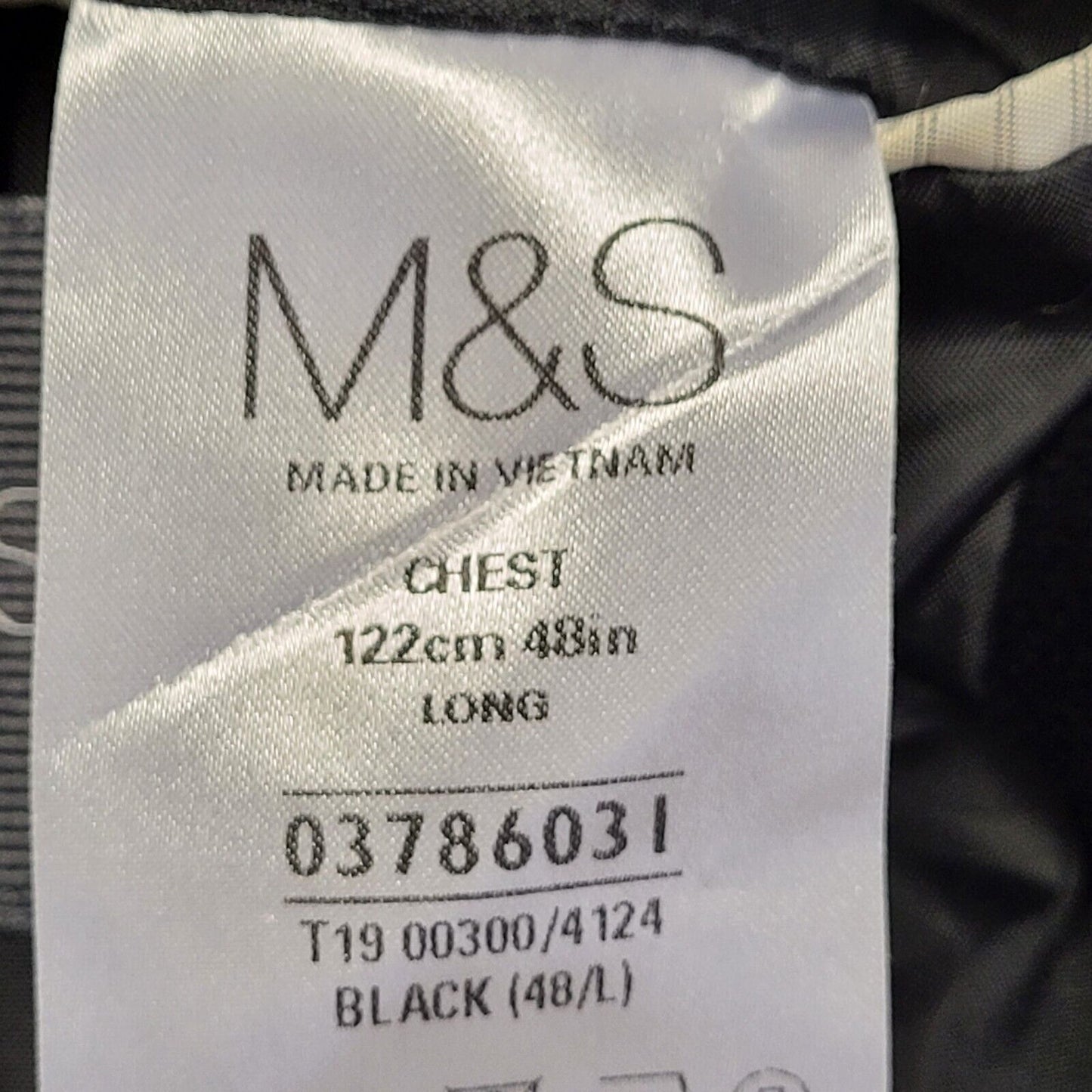 M&S Men Y2k Black Suit Jacket Uk Men's Size 2XL 48"