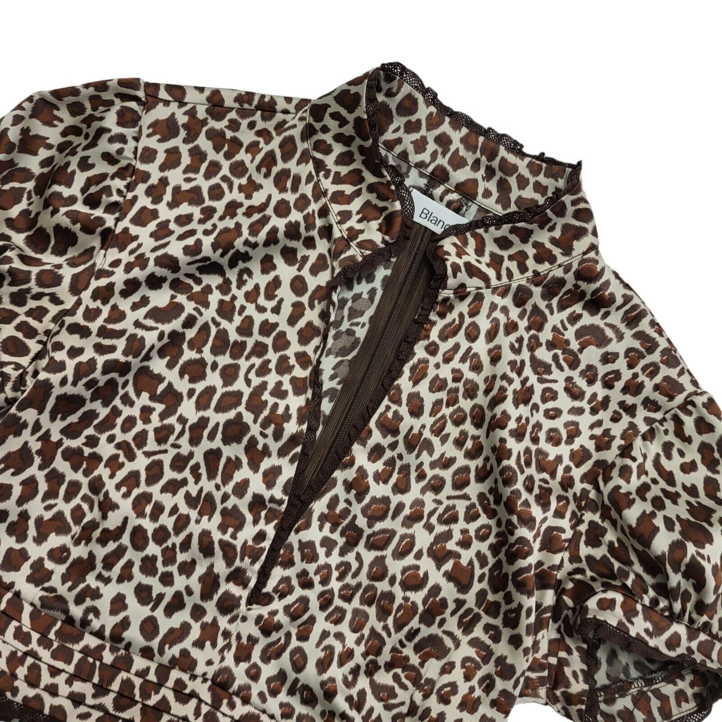 Blanco Y2K V-Neck Leopard Print Blouse Womens UK Size 12