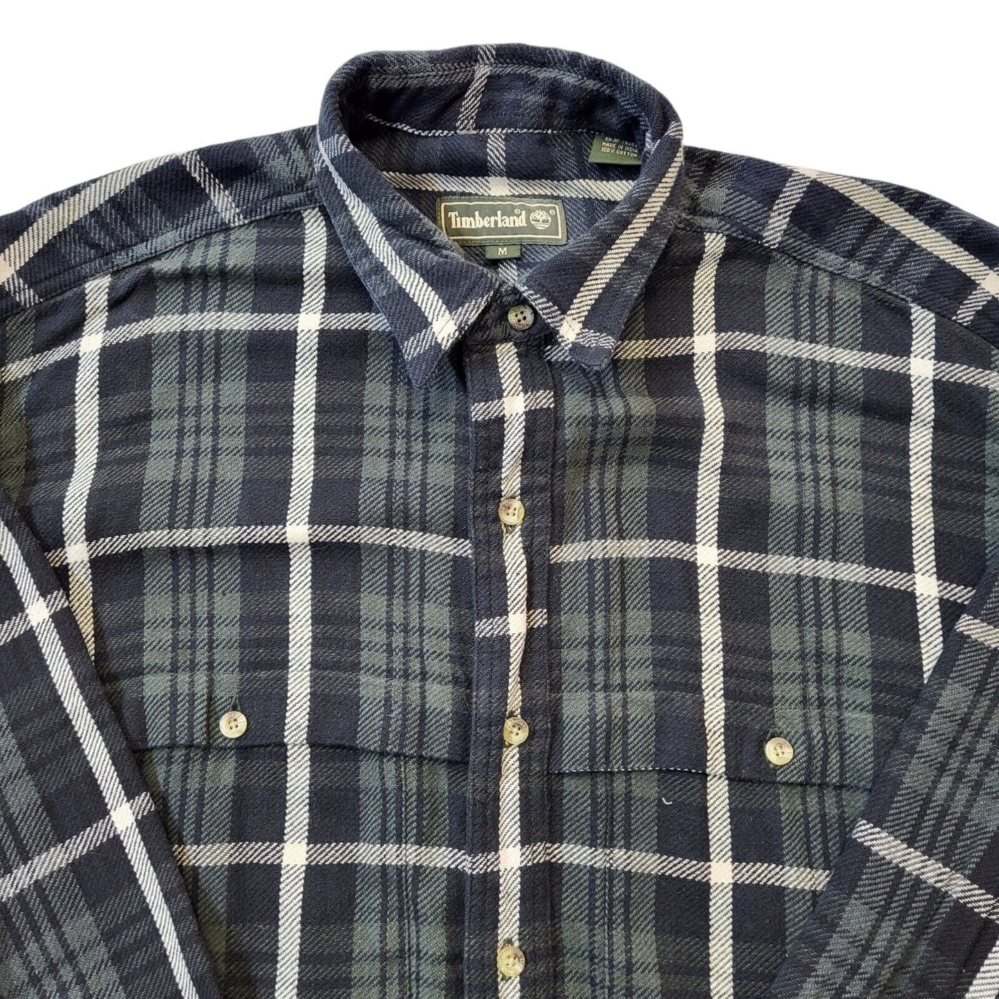 Timberland 90s Vintage Green & Black Check Oversized Shirt Men's Size Medium