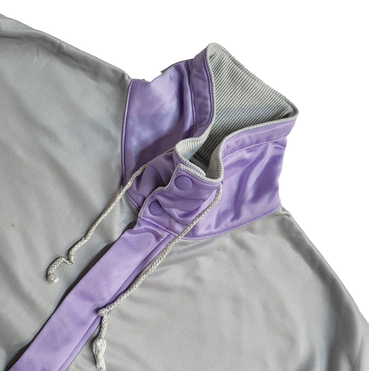 Le Coq Sportif 90s Grey Purple Zipped Sports Tracksuit Top Uk Women's Size Small