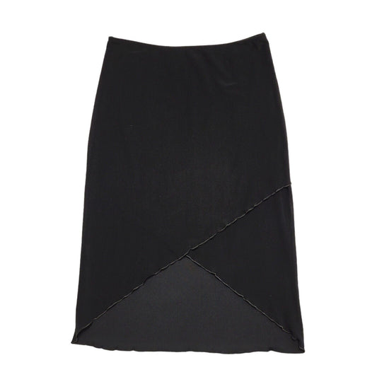 New Look Vintage 90's Black Straight Elasticated Skirt Uk Women's Size 12 W30