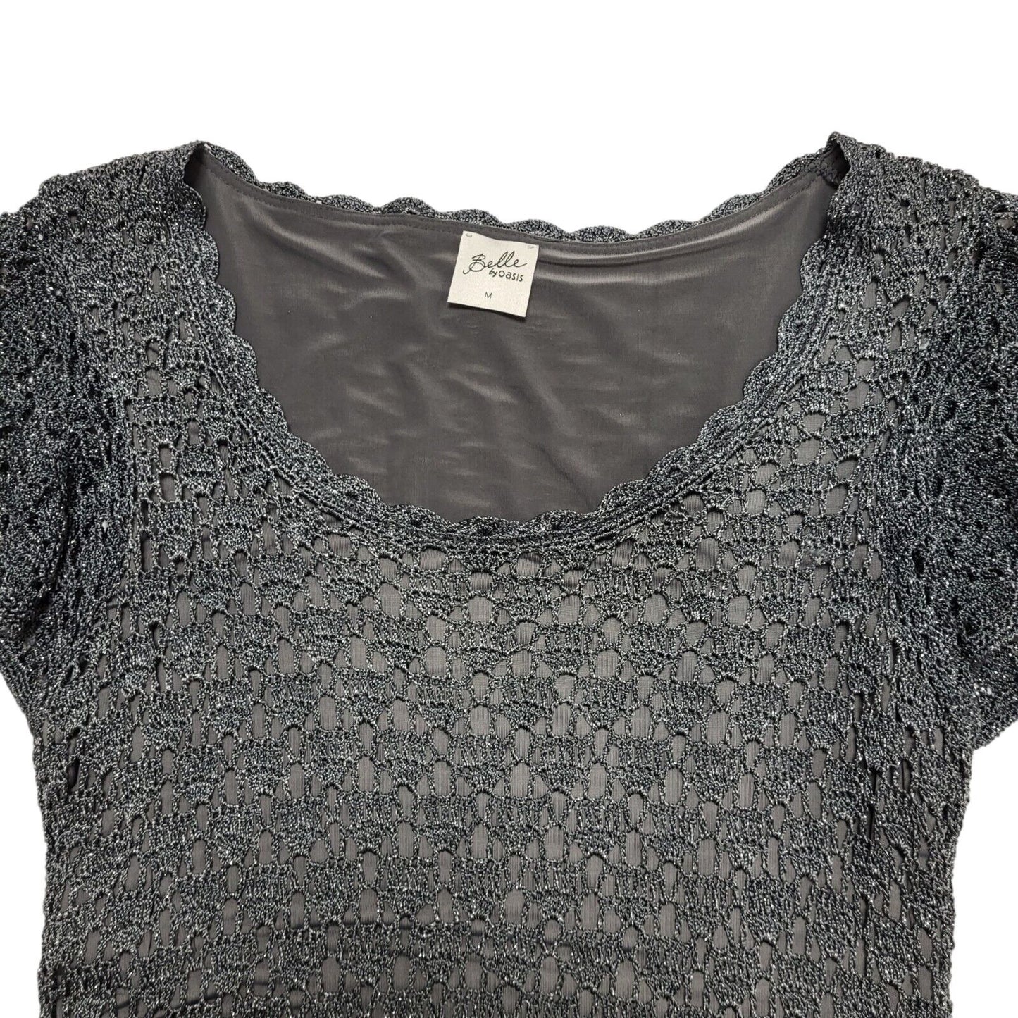 Belle By Oasis Y2K Grey Laced Short Party Dress UK Size Medium
