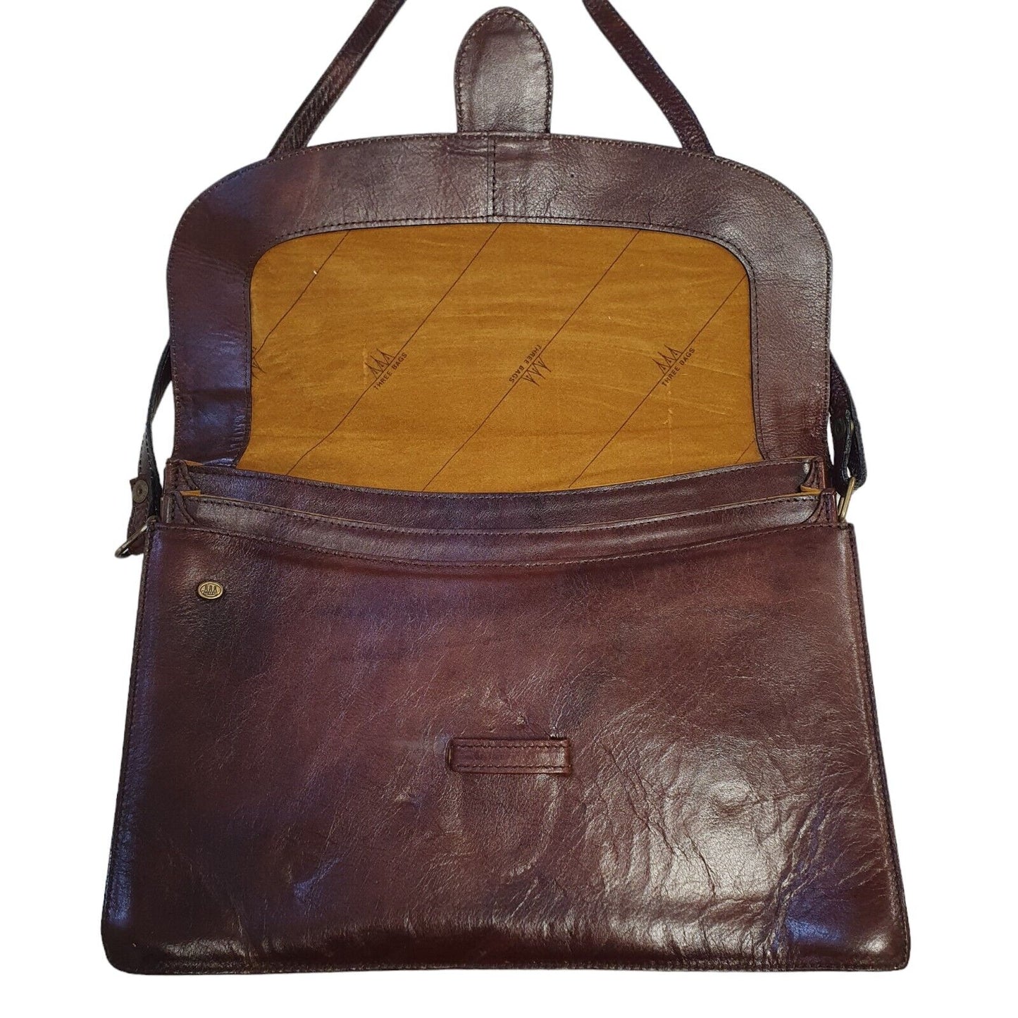Three Bags Of Finland Vintage 90s Leather Shoulder Bag Laukku Varkaus 14" x 10"