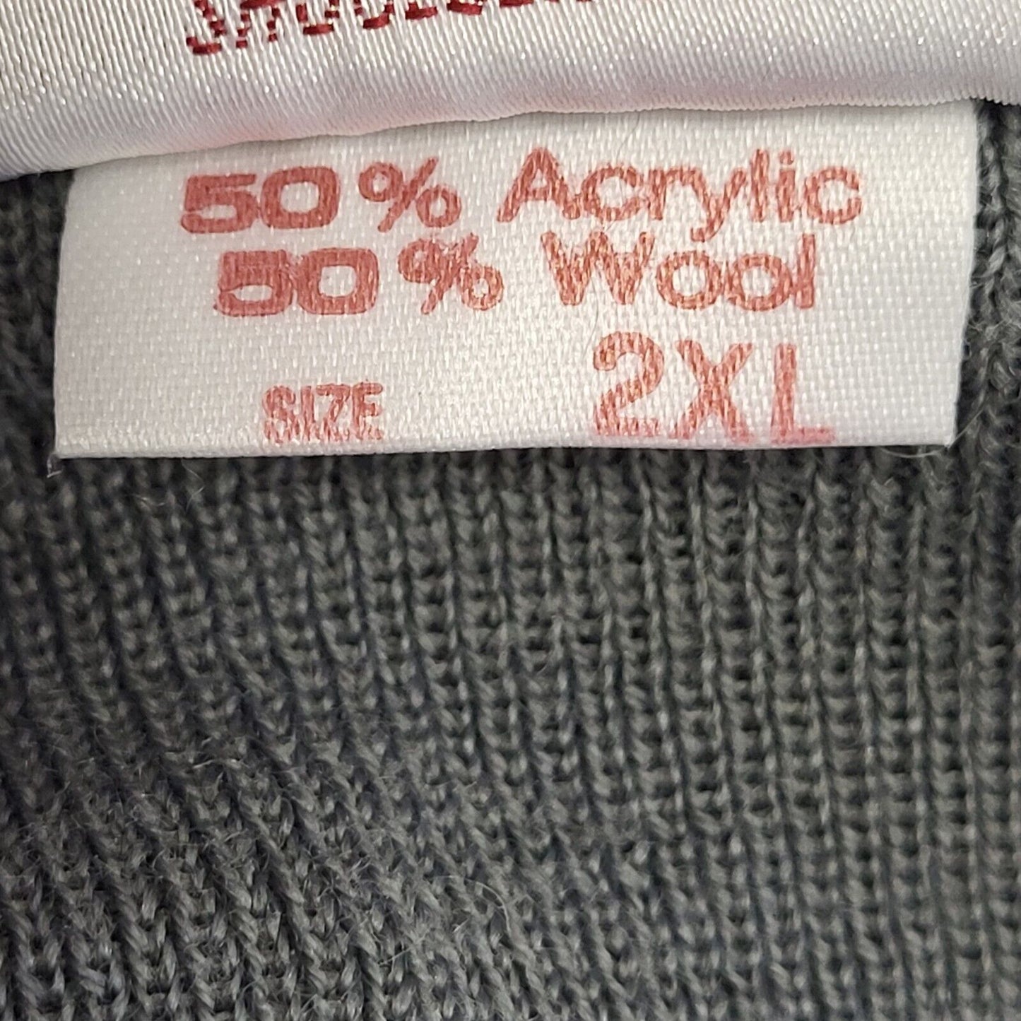 Gabicci Vintage 80s Grey Red Striped V-Neck Jumper Men's UK 2XL