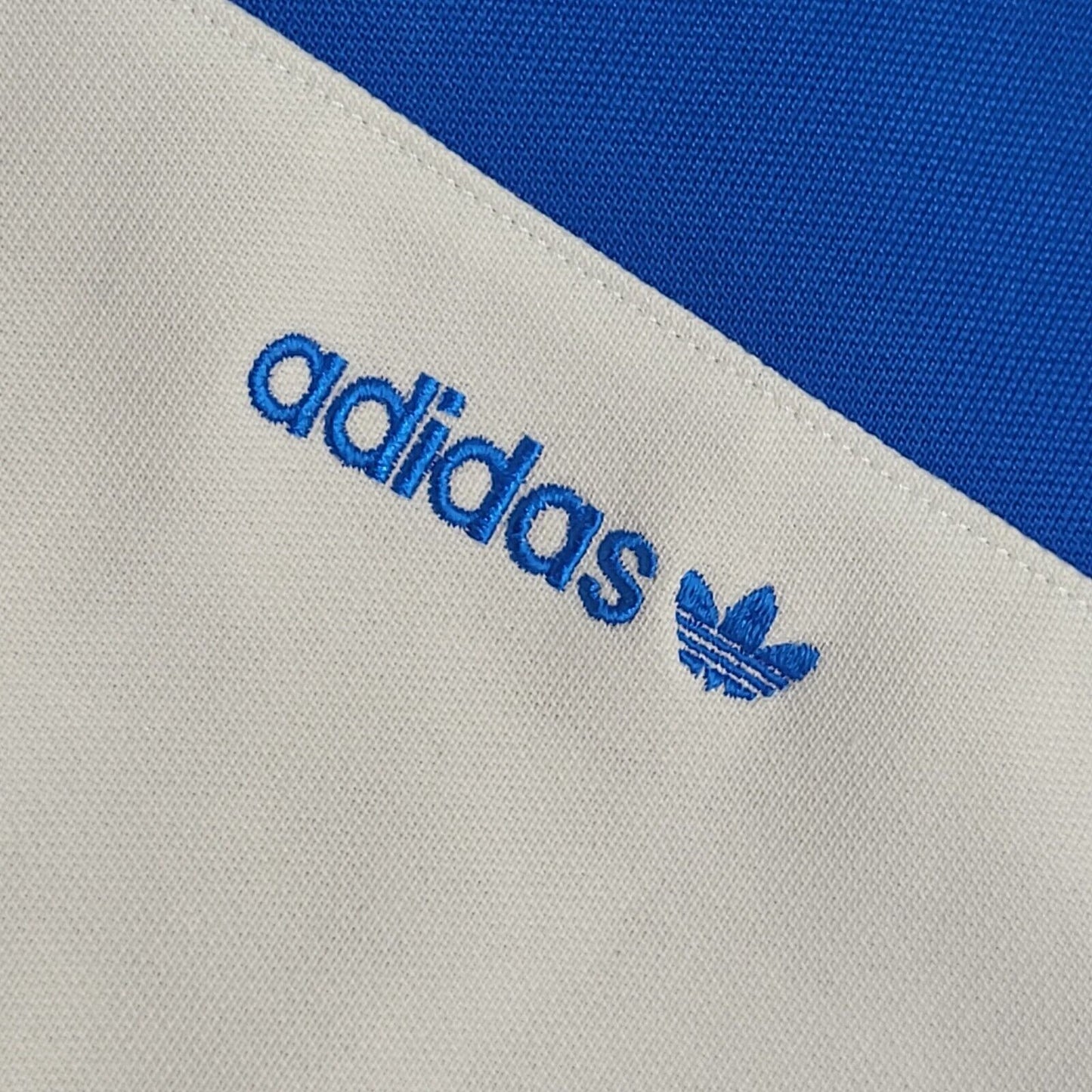 Adidas Blue & White 90s Zipped Sports Tracksuit Top Uk Women's Size Medium