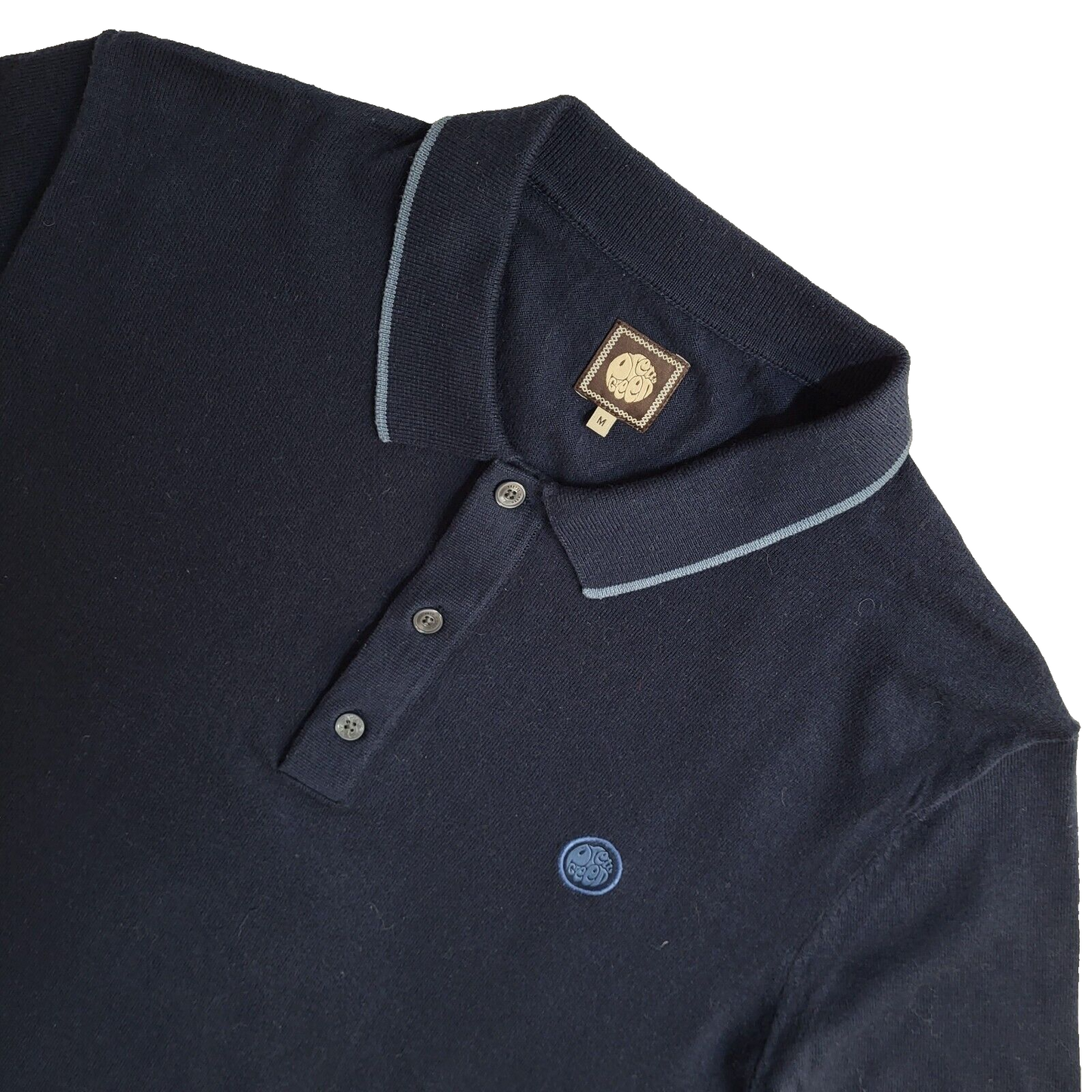Pretty Green Y2K Blue Short Sleeve Polo Top Men's UK Size M