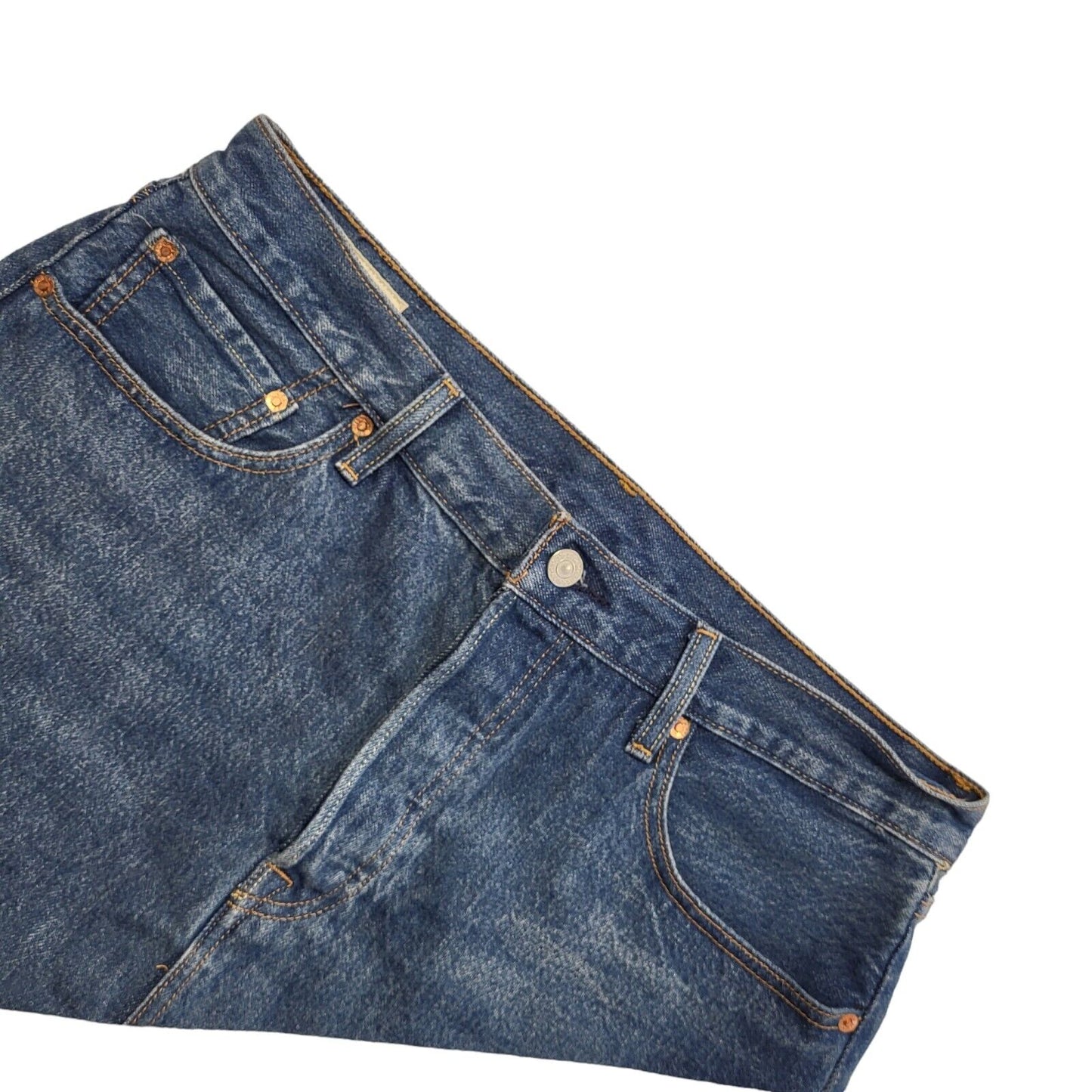 Levi's Vintage Y2K Denim A-Line 2 Tone Blue Short Denim Skirt Womens UK 14 W32
