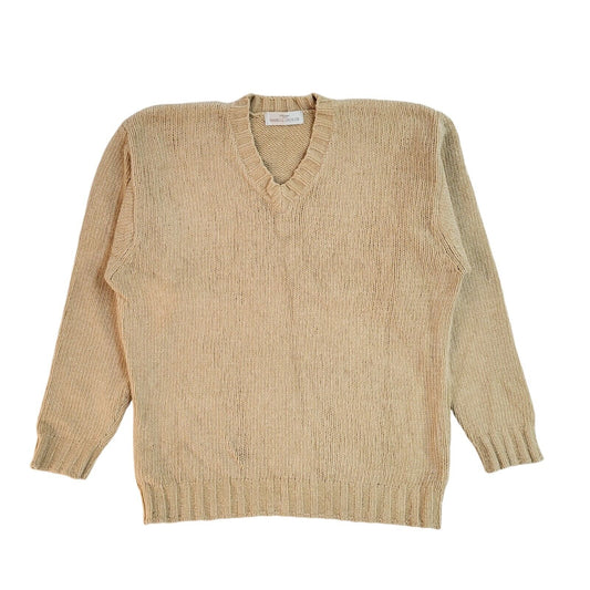 M&S Vintage 90's Beige V-Neck Jumper UK Men's Size Medium