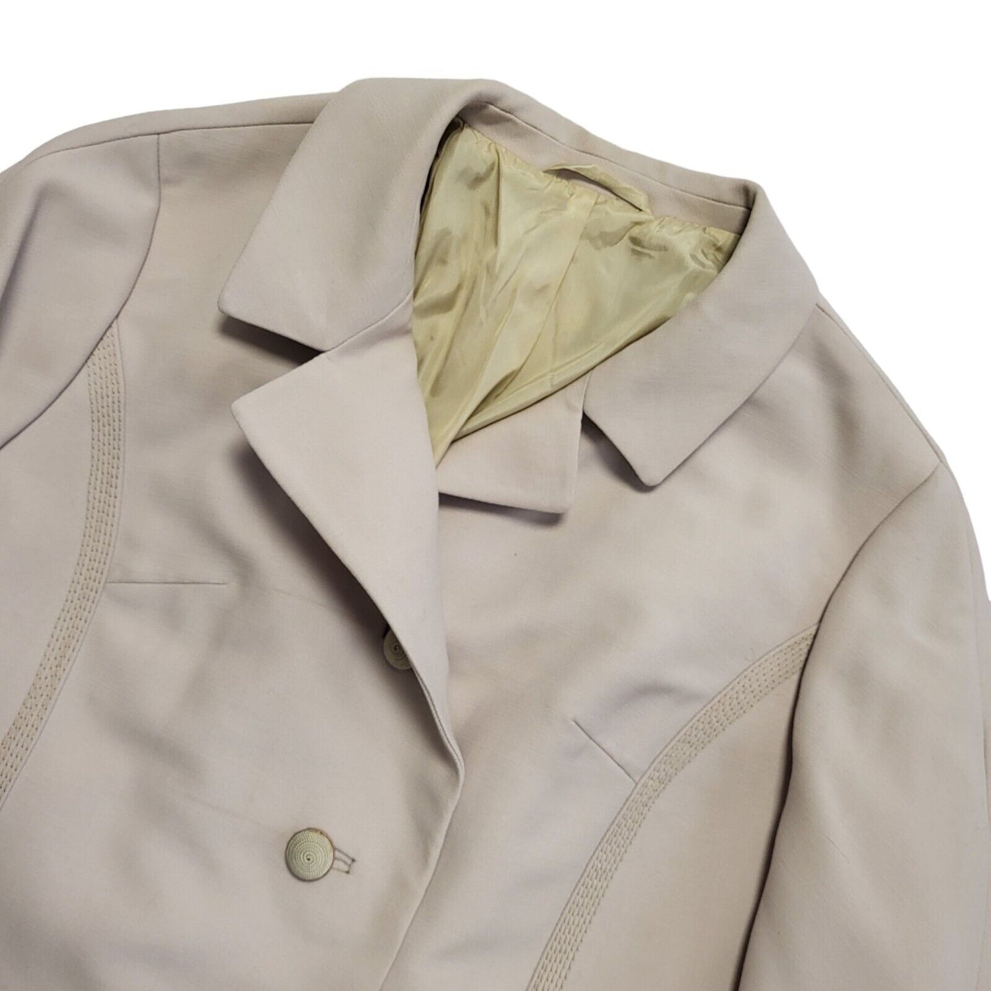60s Vintage Cream Wool Overcoat Uk Women's Size 14/16