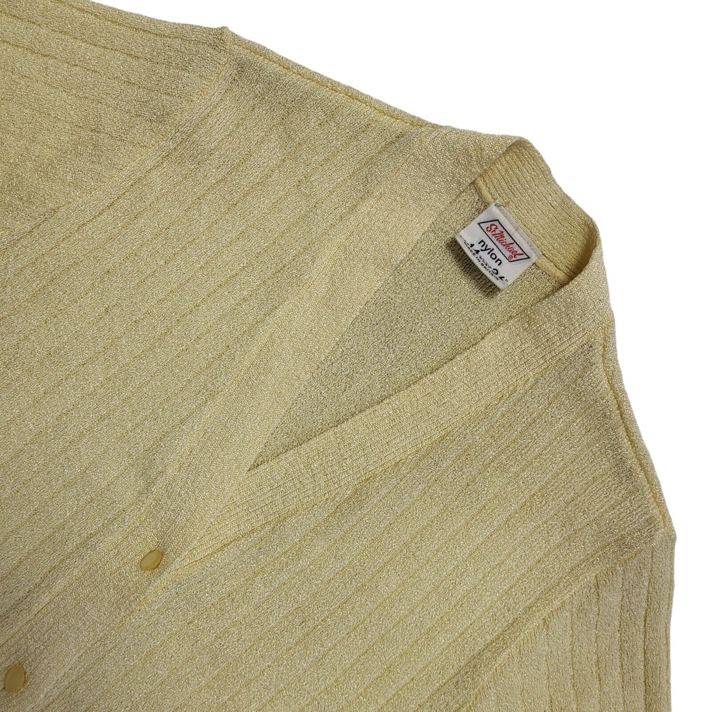 St Michael Vintage 70's Yellow Button Front Cardigan Womens UK Size 14