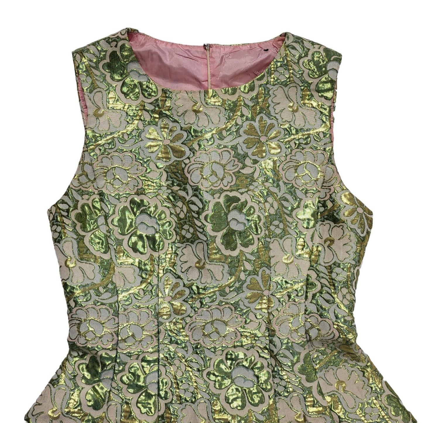 Vintage 70's Shiny Green A-Line Retro Dress Womens UK S 8