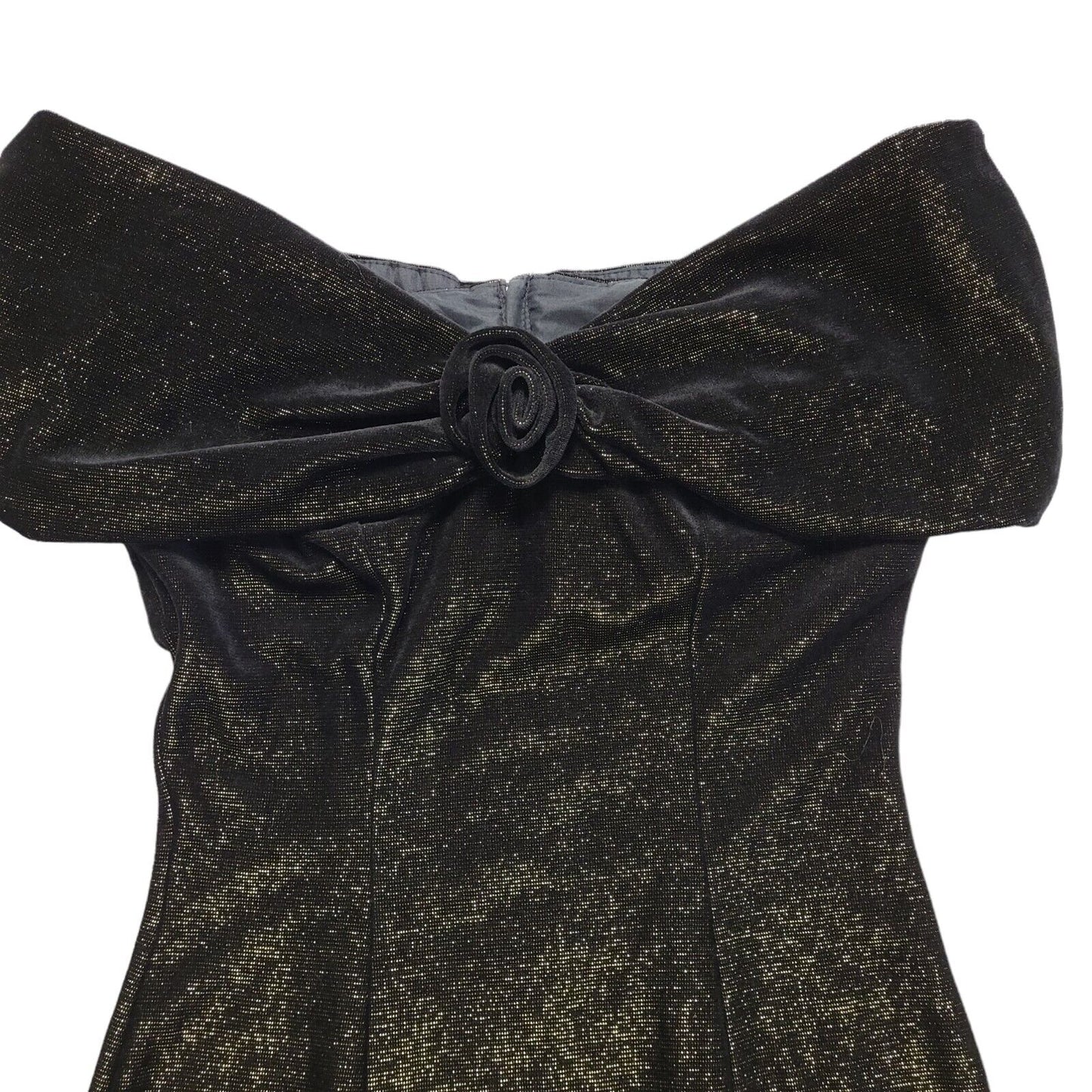 Black & White Vintage 90s Black Off Shoulder Dress Uk Women's Size 14 W32