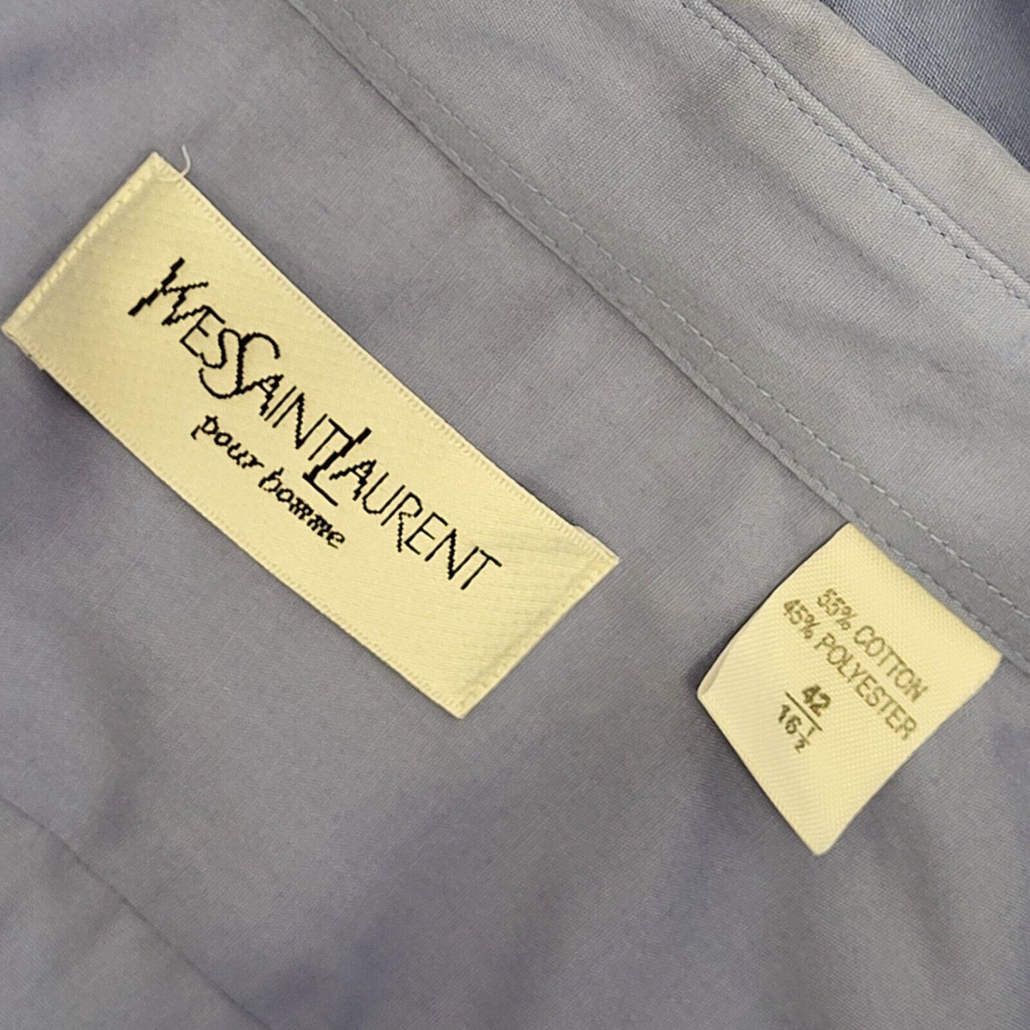 Yves Saint Laurent Vintage 90s Blue Long Sleeve Shirt Uk Men's Size XL
