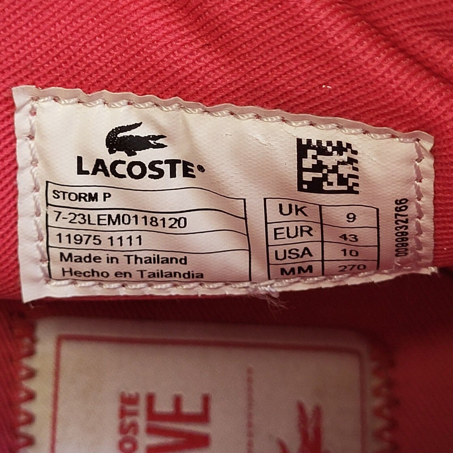 Lacoste Navy Blue & Red-up Sports Casual Trainers Uk Men's Size 9