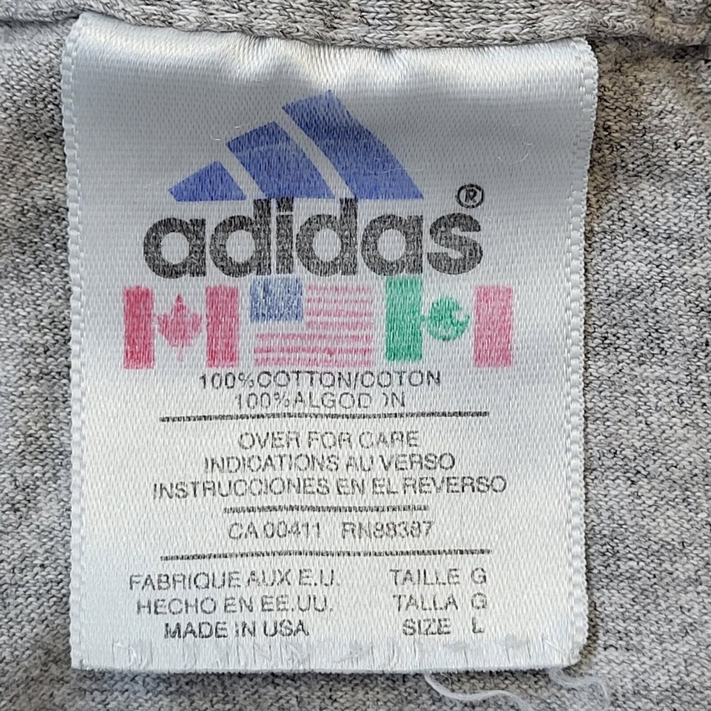 Adidas Grey 90s Vintage Crew Neck T-Shirt Men's Size Large