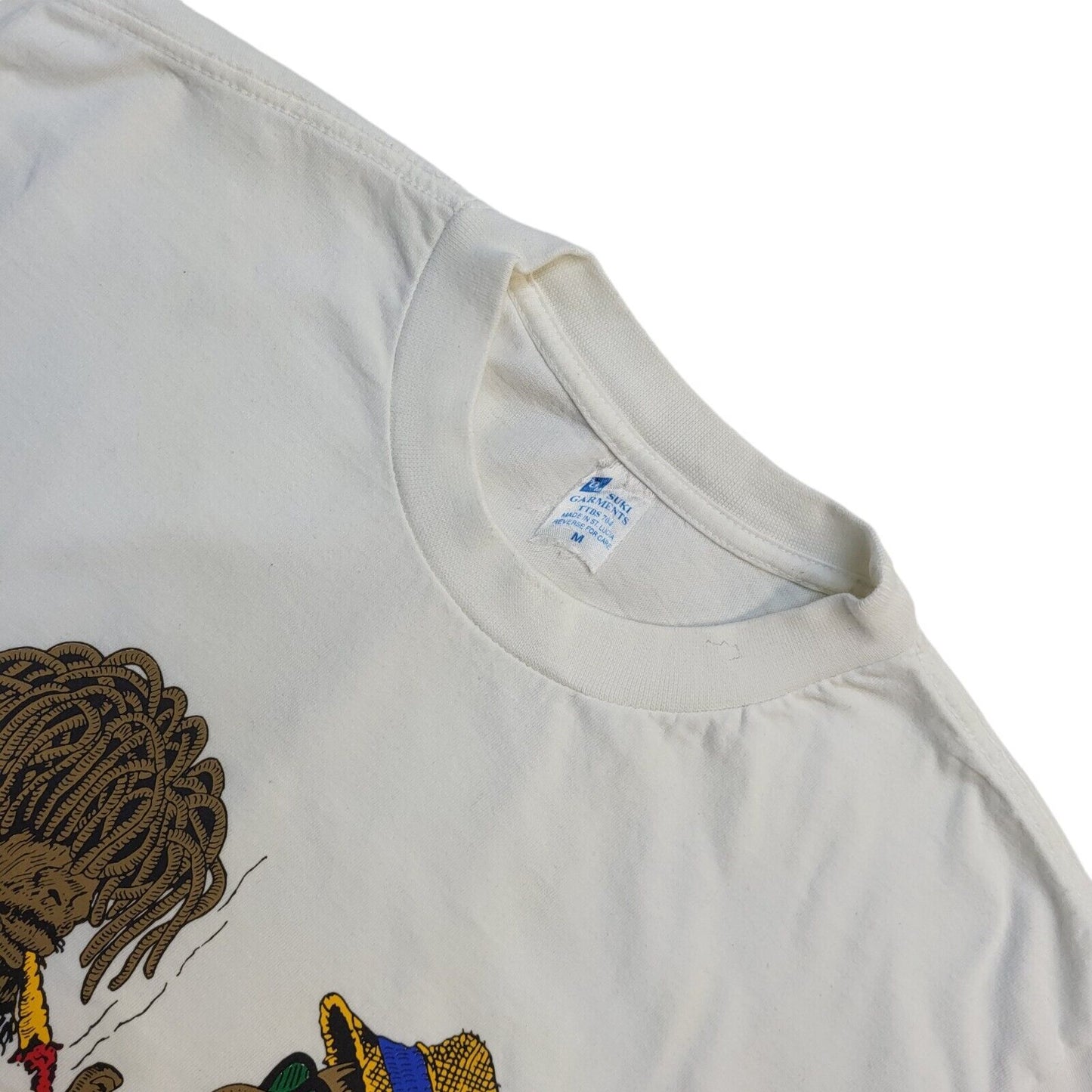 Suki Garments 90s Vintage White St Lucia Crew Neck T-Shirt Men's Size M