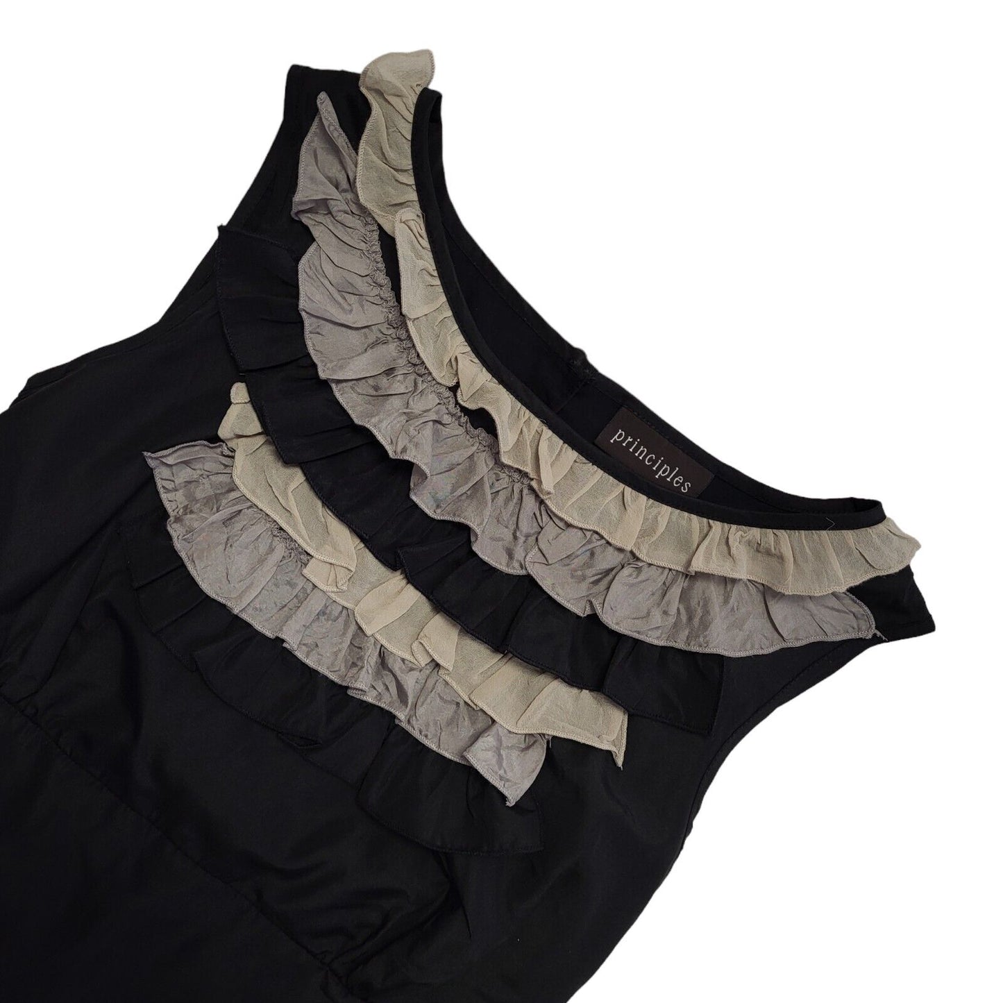 Principles Black & Beige Ruffle Sleeveless Top Womens UK Size 10