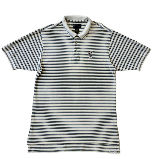 Izod Club 90s Vintage White & Blue Mickey Short Sleeve Polo Shirt Men's Size L