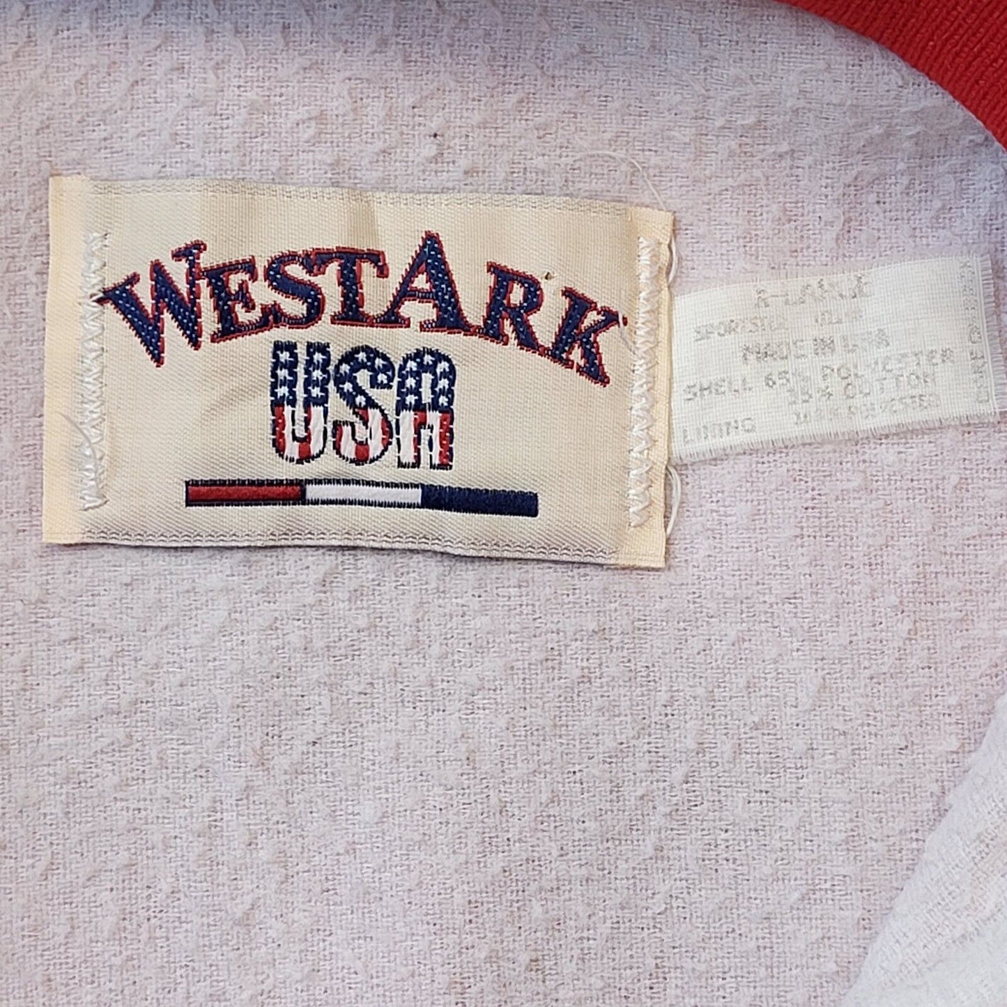West Ark USA Vintage 80's Red Snap Button Jacket Mens Size XL