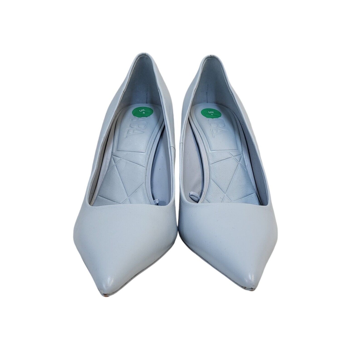 Zara Light Blue Slip-On Faux Leather Casual Heel Shoes Uk Women's Size 4