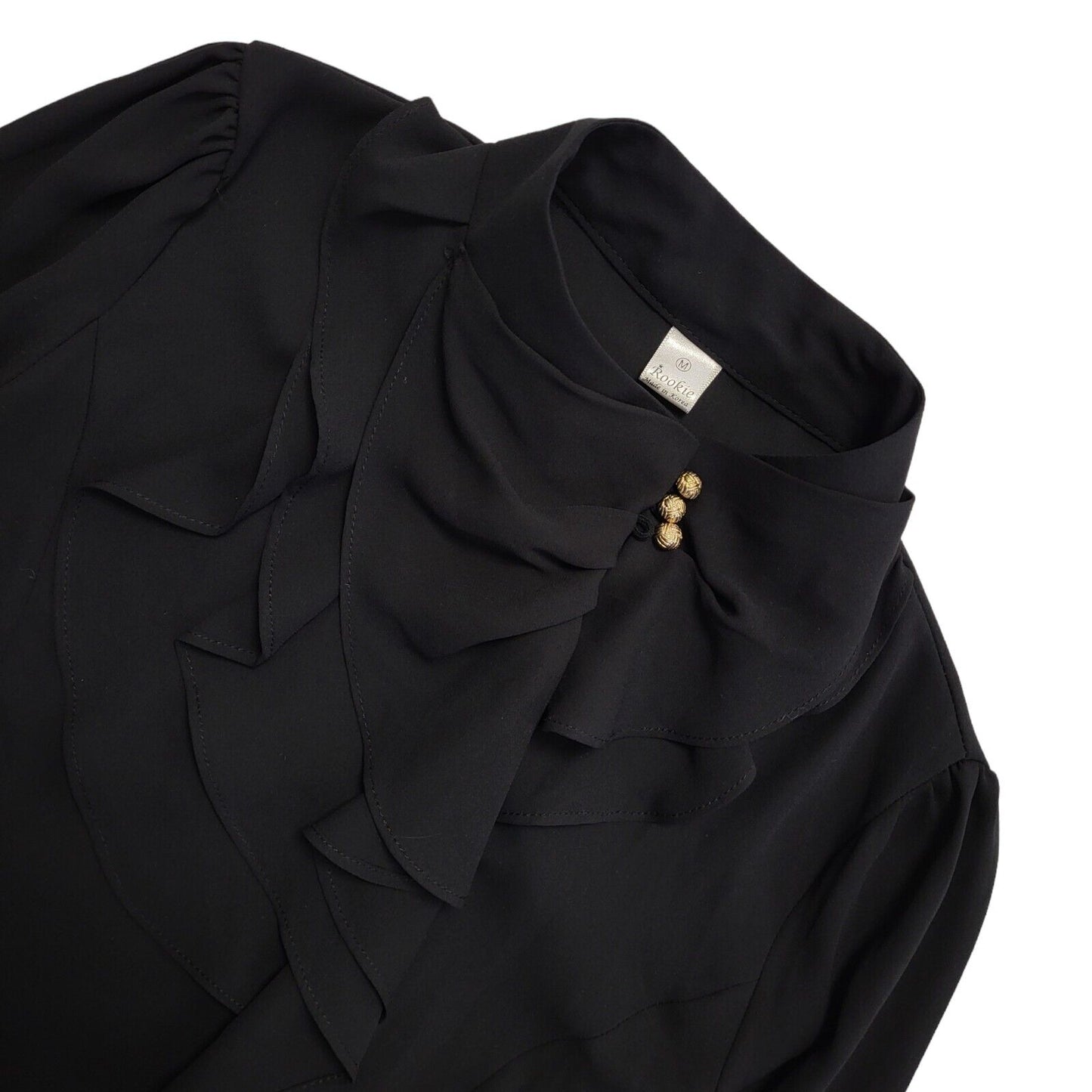 Rookie Vintage 90s Black Long Sleeve Blouse Uk Women's Size M