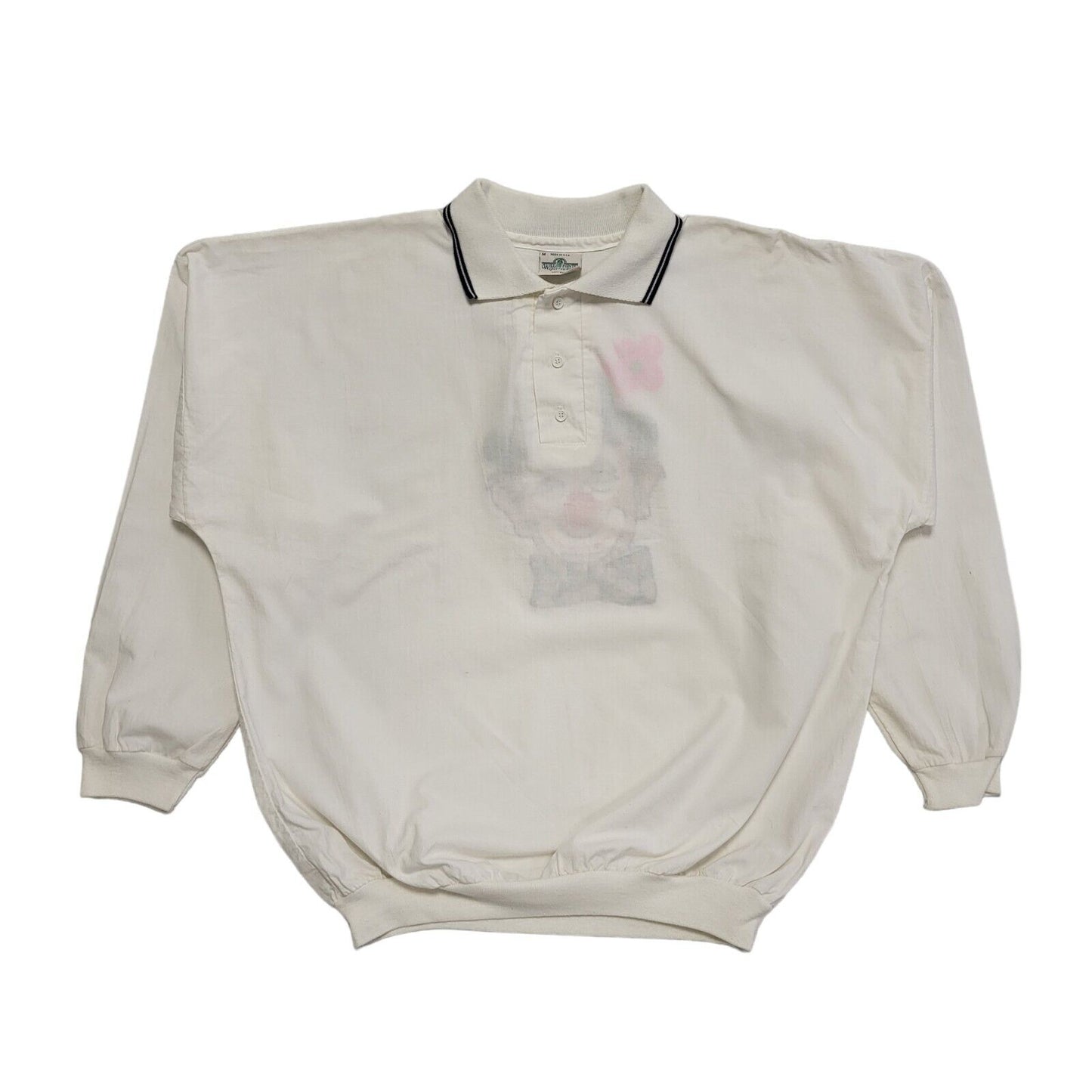 Willow Pointe Vintage 90's White 1/4 Button Clown Sweatshirt Mens UK Size M