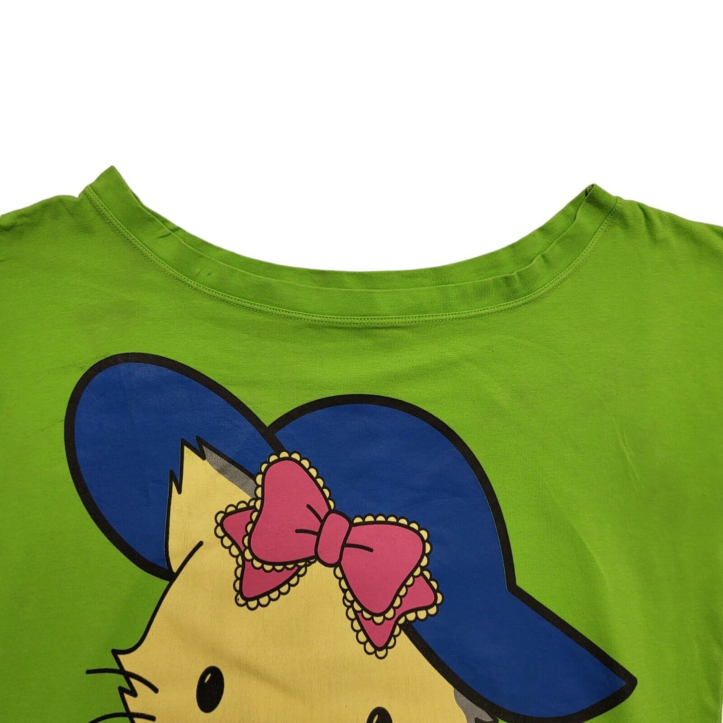 BBK Vintage 80's Green Cat Print Short Sleeve T-Shirt Womens UK 14