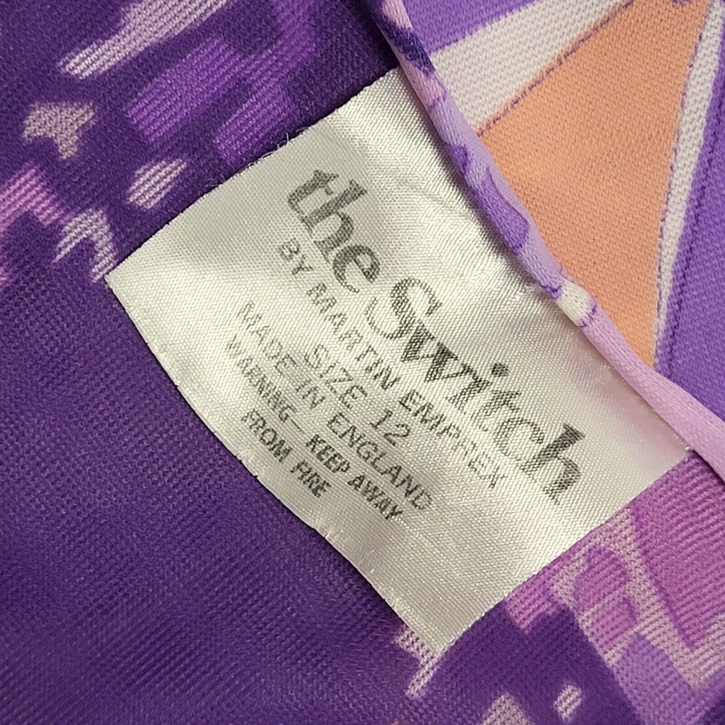 70s Vintage The Switch Purple Geometric Daywear Maxi Dress Women's Size 10