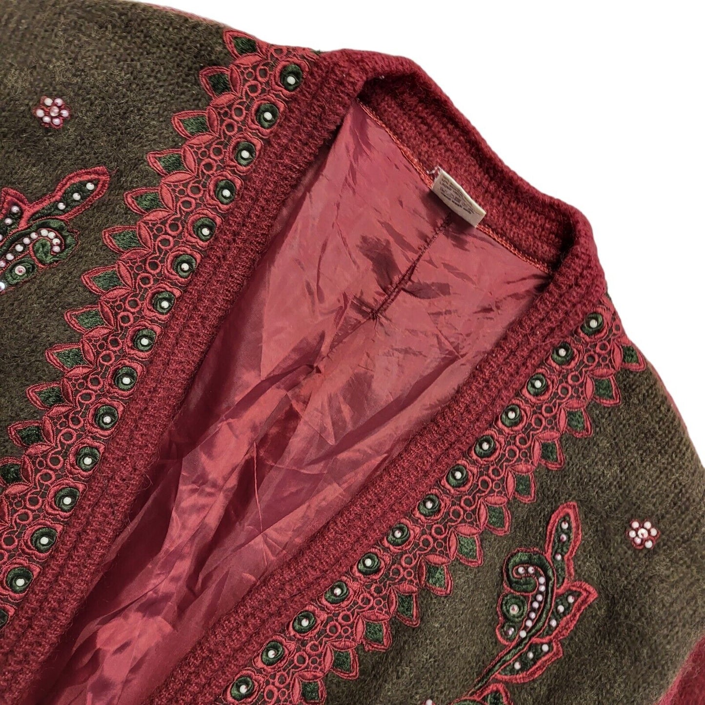 Vintage 80s Burgundy Open Front Wool Jacket Uk Women's Size 20/22