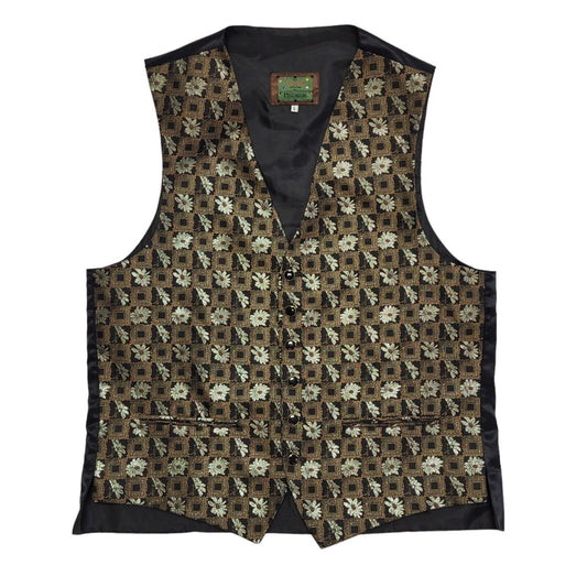 Piscador John Virgo Snooker Vintage 90's Black & Gold Floral Waistcoat Men's L