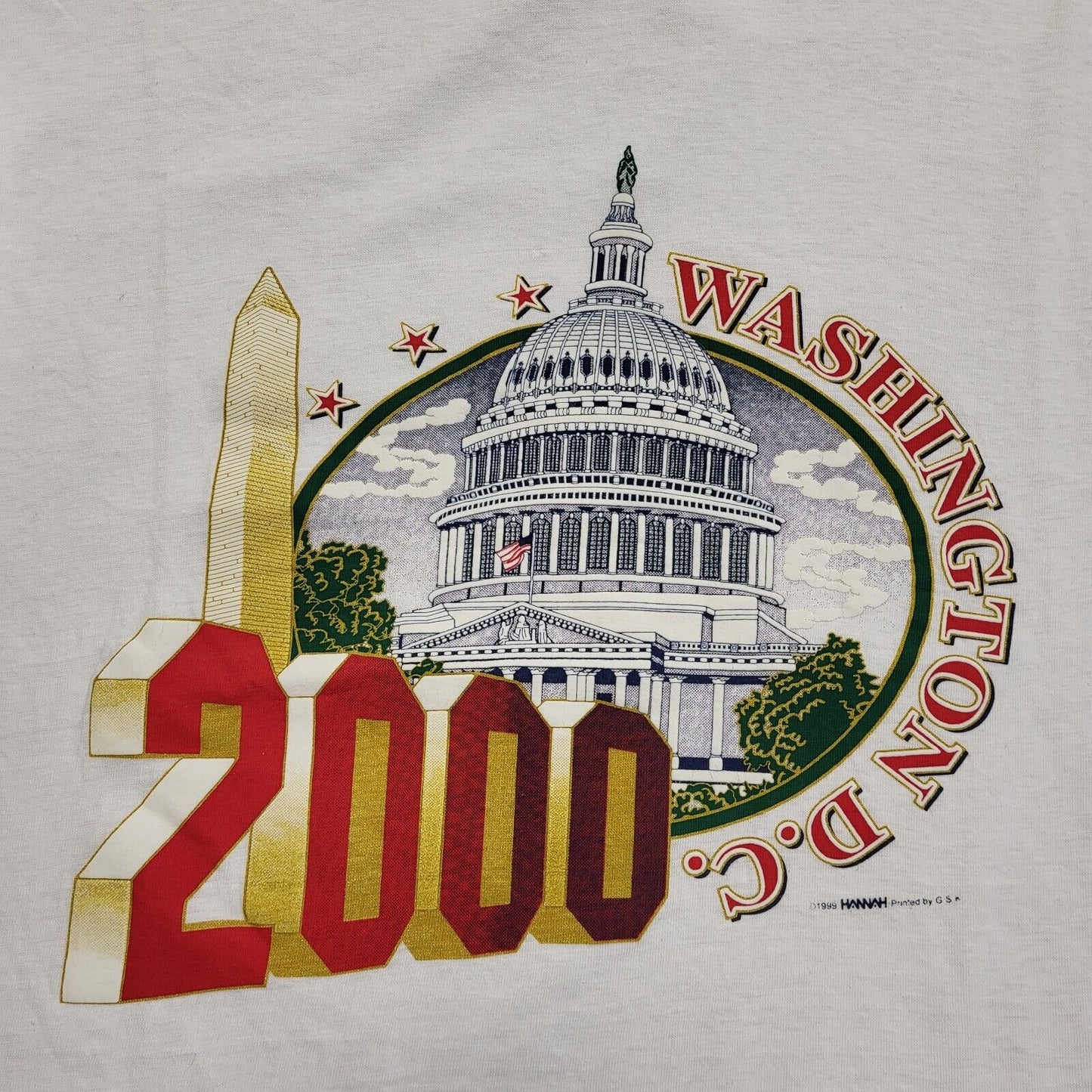 USA Orient Vintage Y2K White Washington DC 2000 Single Stitch T-Shirt Womens M