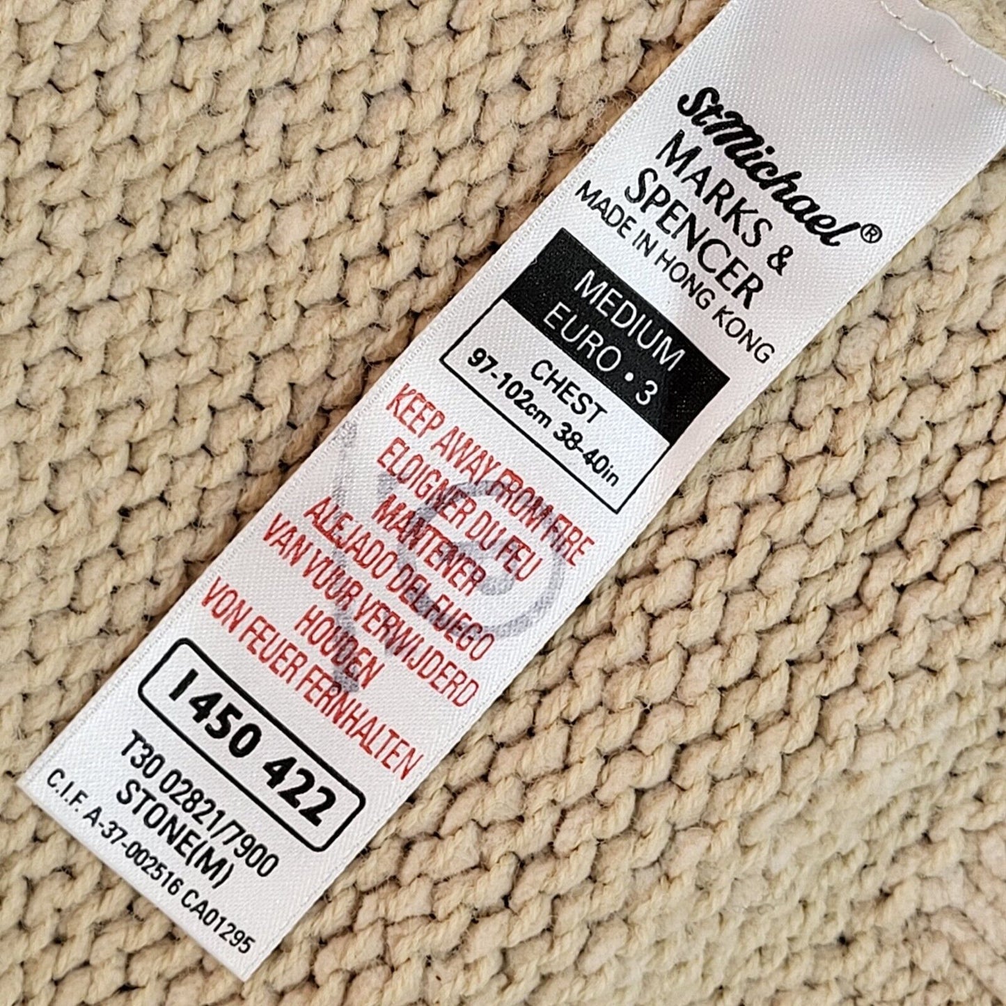 M&S Vintage 90's Beige V-Neck Jumper UK Men's Size Medium
