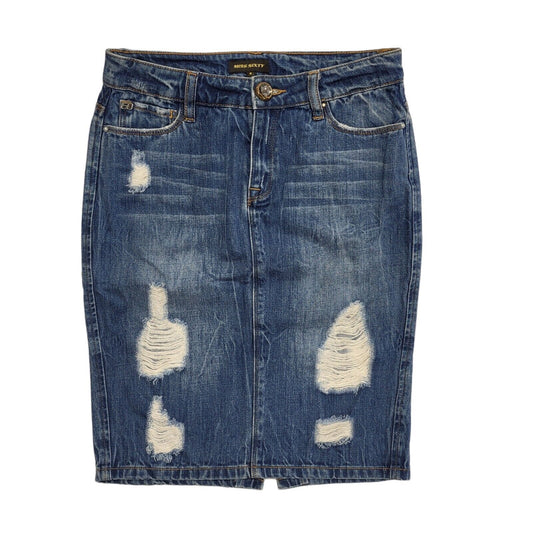 Miss Sixty Vintage Y2K   Blue Denim Straight Knee Length Skirt Womens UK S W26