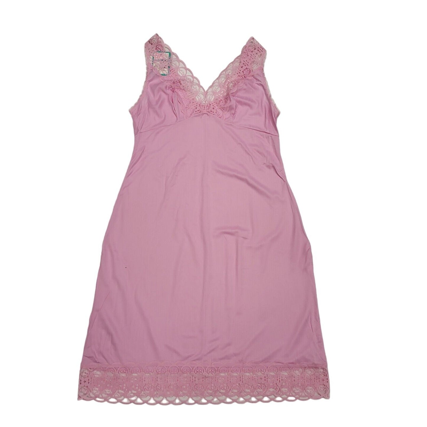 Textil 70s Vintage Light Pink Nightie Slip Dress Women's Size Large