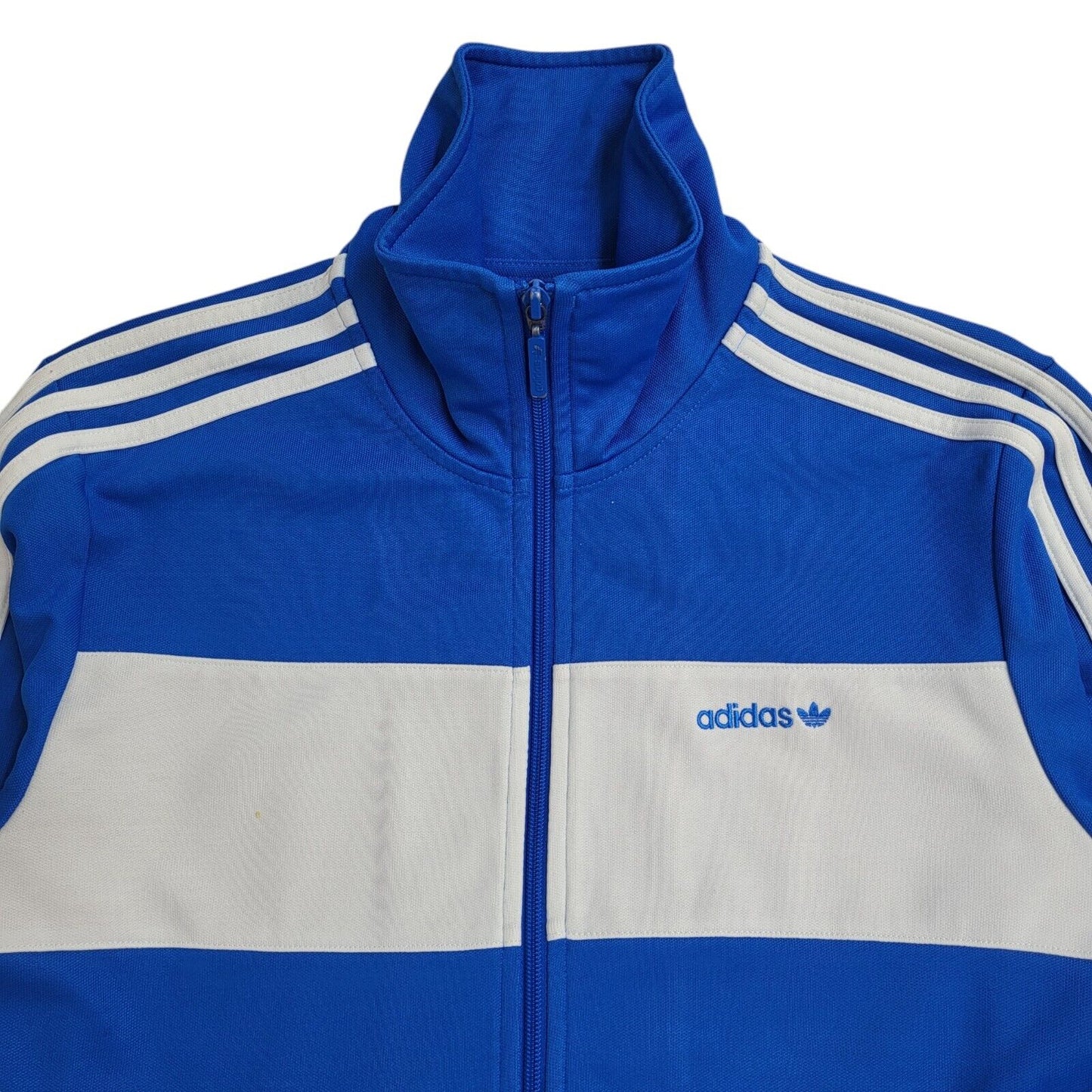 Adidas Blue & White 90s Zipped Sports Tracksuit Top Uk Women's Size Medium
