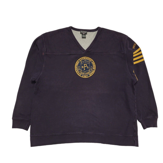 Polo Ralph Lauren Vintage Y2K Purple V-Neck Sweatshirt Mens UK Size XL