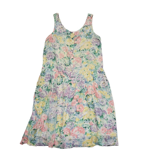Mums The Word Vintage Purple Yellow Floral Sleeveless Dress Uk Women's Size 10