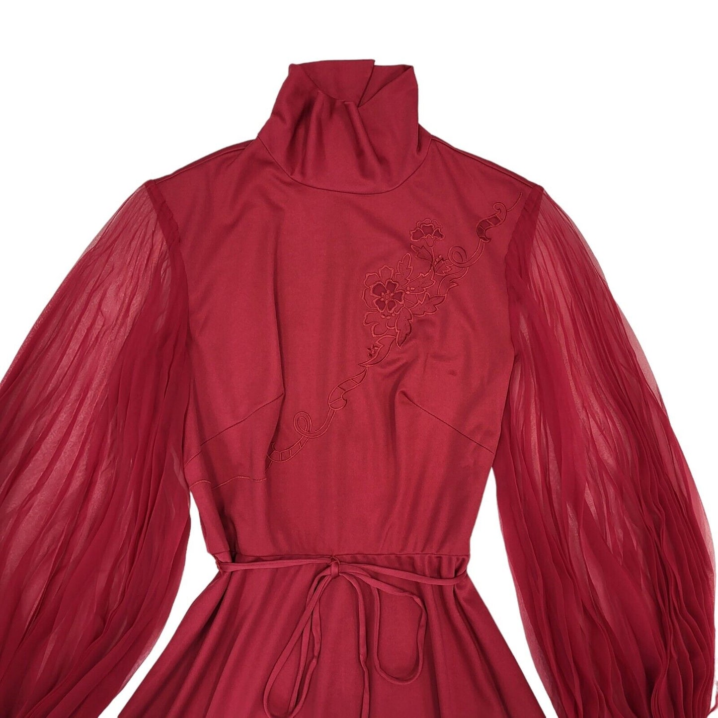 Treasures 70s Vintage Red Balloon Sleeve Party Dress Women's Size 14